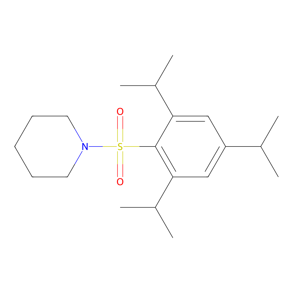 {[2,4,6-Tris(methylethyl)phenyl]sulfonyl}piperidine molecular structure, CAS 67475-14-3