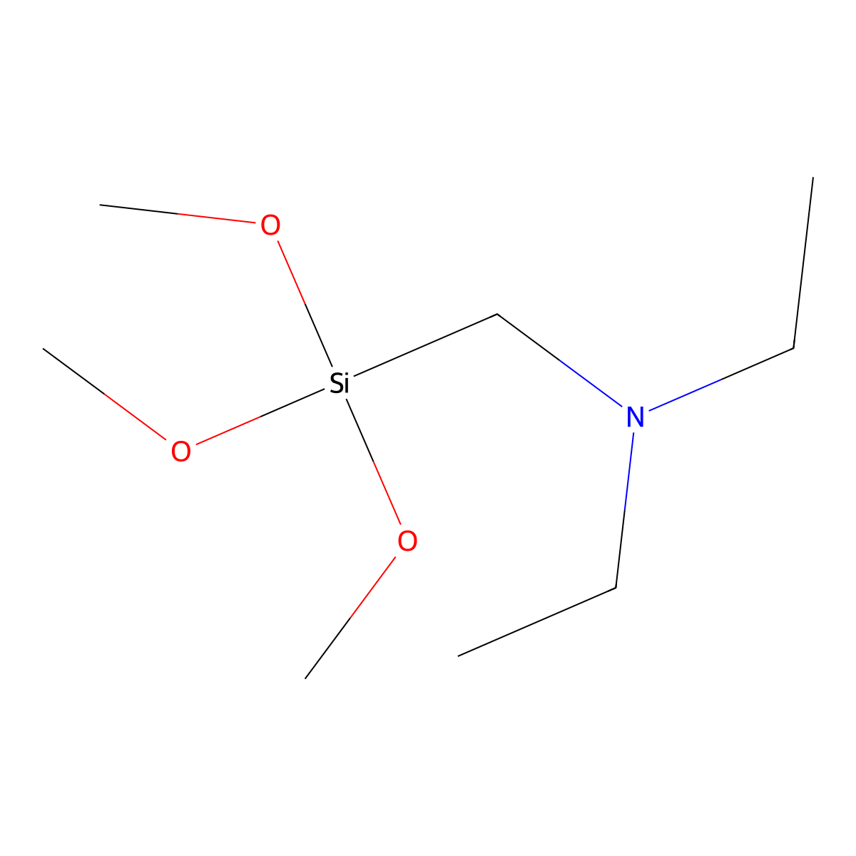 (N,N-Diethylaminomethyl)trimethoxysilane molecular structure, CAS 67475-66-5