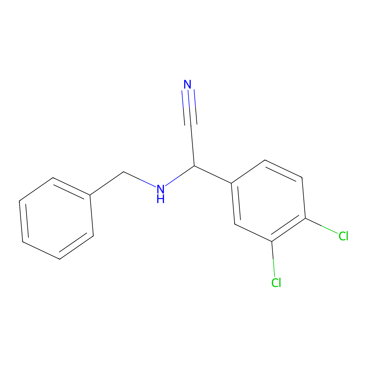 2-(Benzylamino)-2-(3,4-dichlorophenyl)acetonitrile molecular structure, CAS 674768-69-5