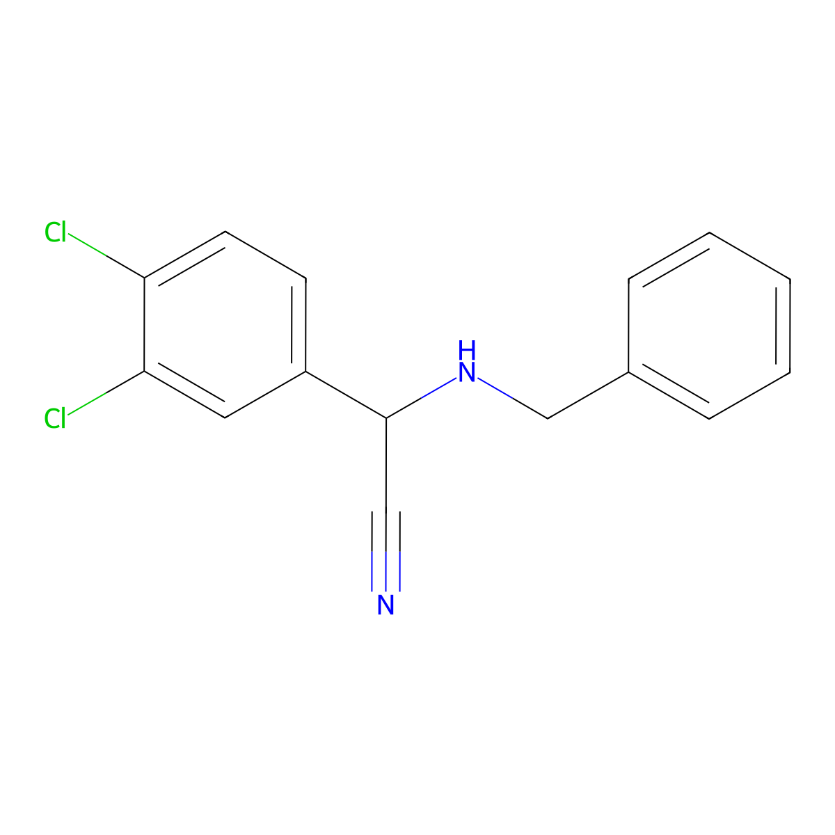 2-(Benzylamino)-2-(3,4-dichlorophenyl)acetonitrile molecular structure, CAS 674768-69-5