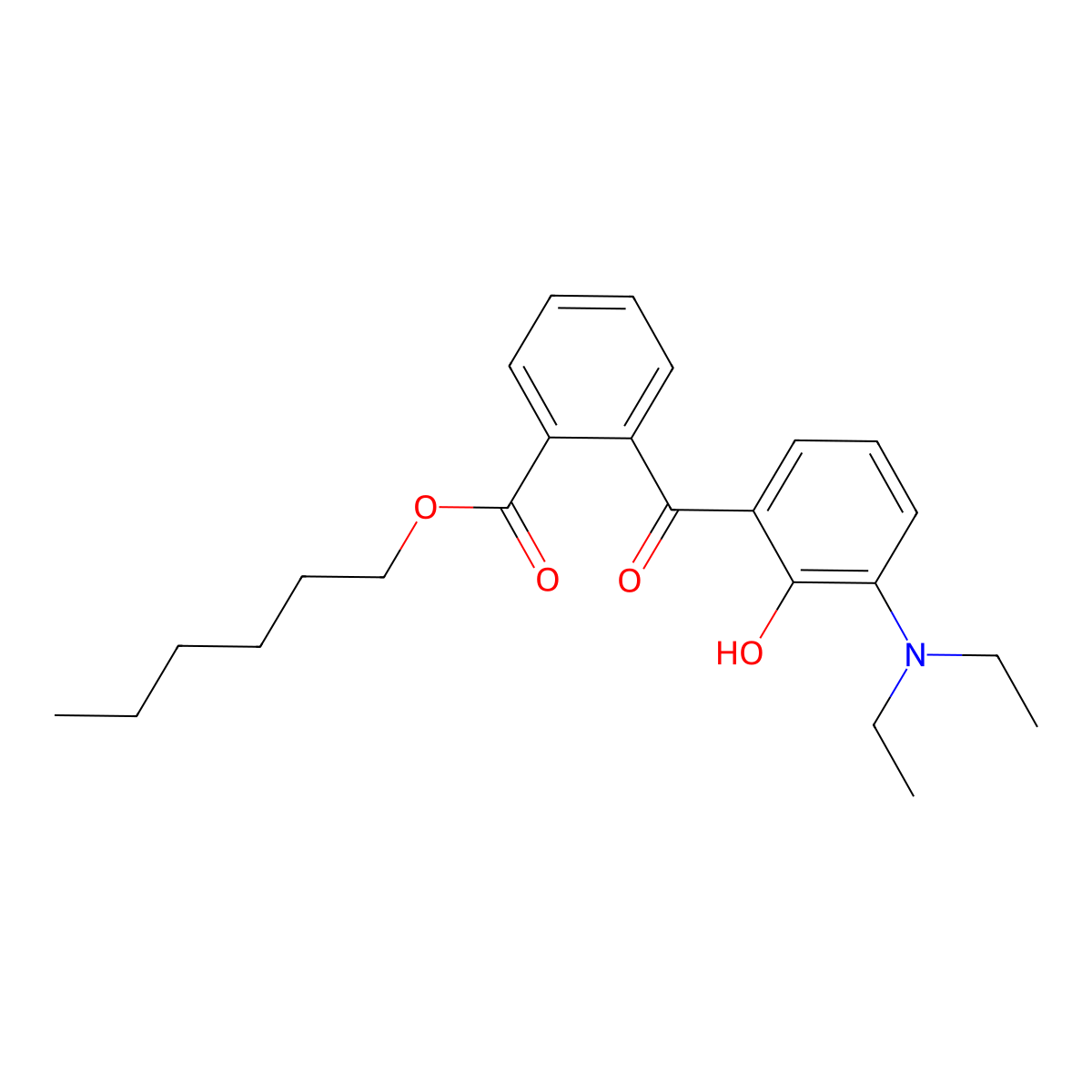 Hexyl 2-(3-(diethylamino)-2-hydroxybenzoyl)benzoate molecular structure, CAS 674784-18-0