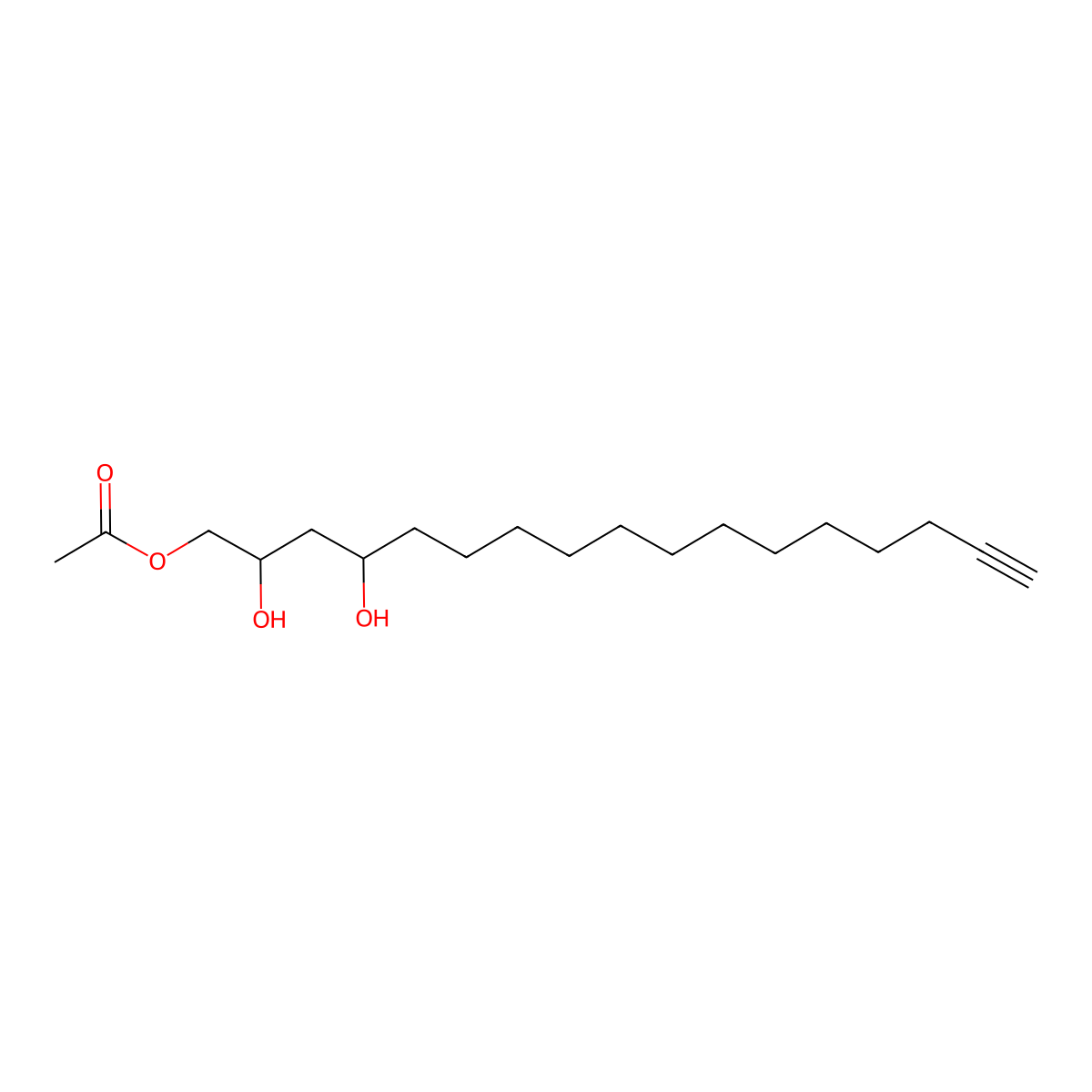 2,4-Dihydroxyheptadec-16-ynyl acetate molecular structure, CAS 674786-17-5