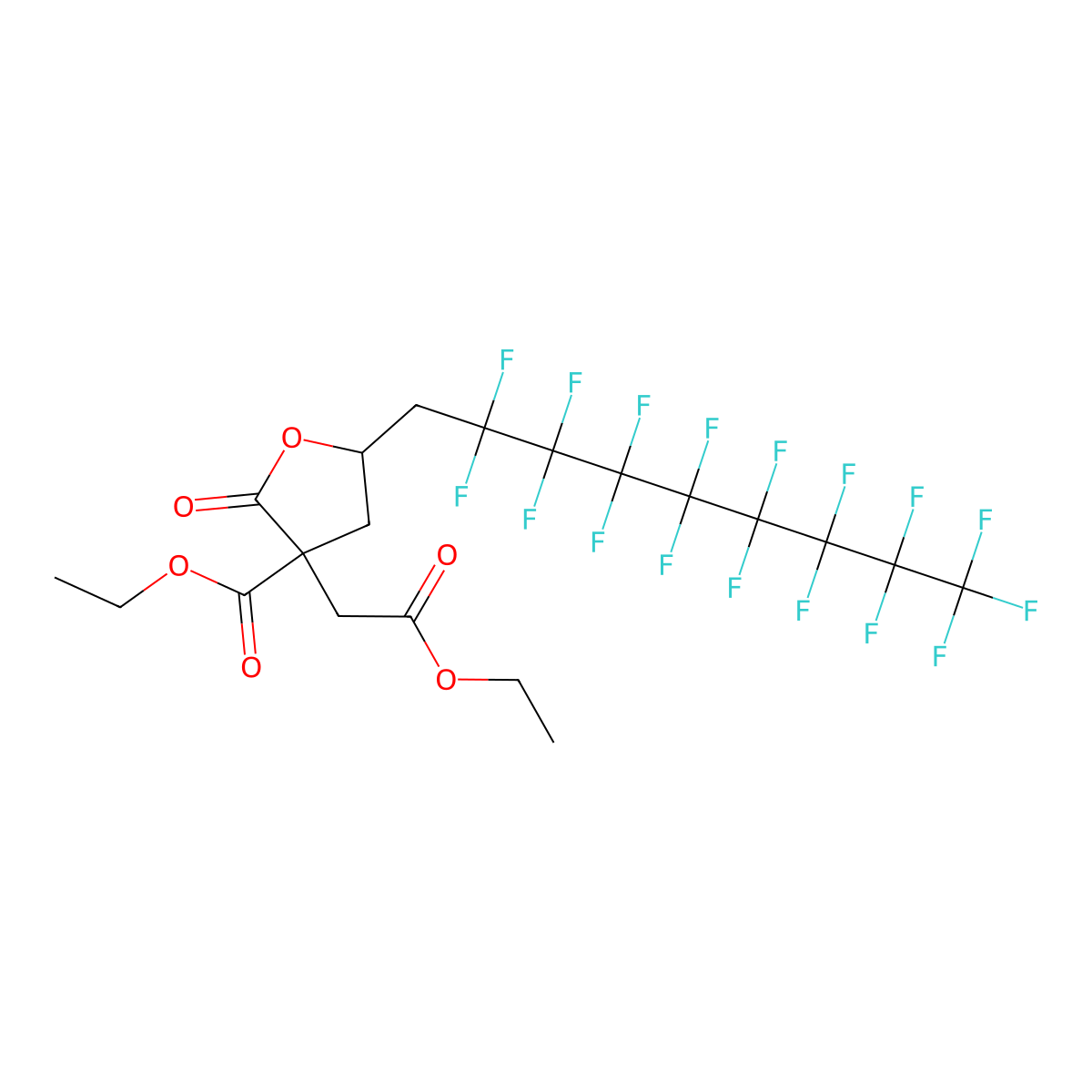 Ethyl 3-(2-ethoxy-2-oxoethyl)-5-(2,2,3,3,4,4,5,5,6,6,7,7,8,8,9,9,9-heptadecafluorononyl)-2-oxooxolane-3-carboxylate molecular structure, CAS 674786-75-5