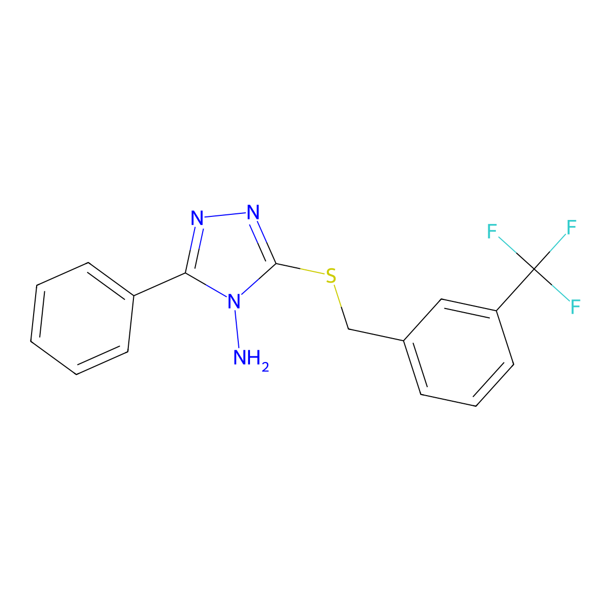 3-phenyl-5-{[3-(trifluoromethyl)benzyl]sulfanyl}-4H-1,2,4-triazol-4-amine molecular structure, CAS 674788-29-5