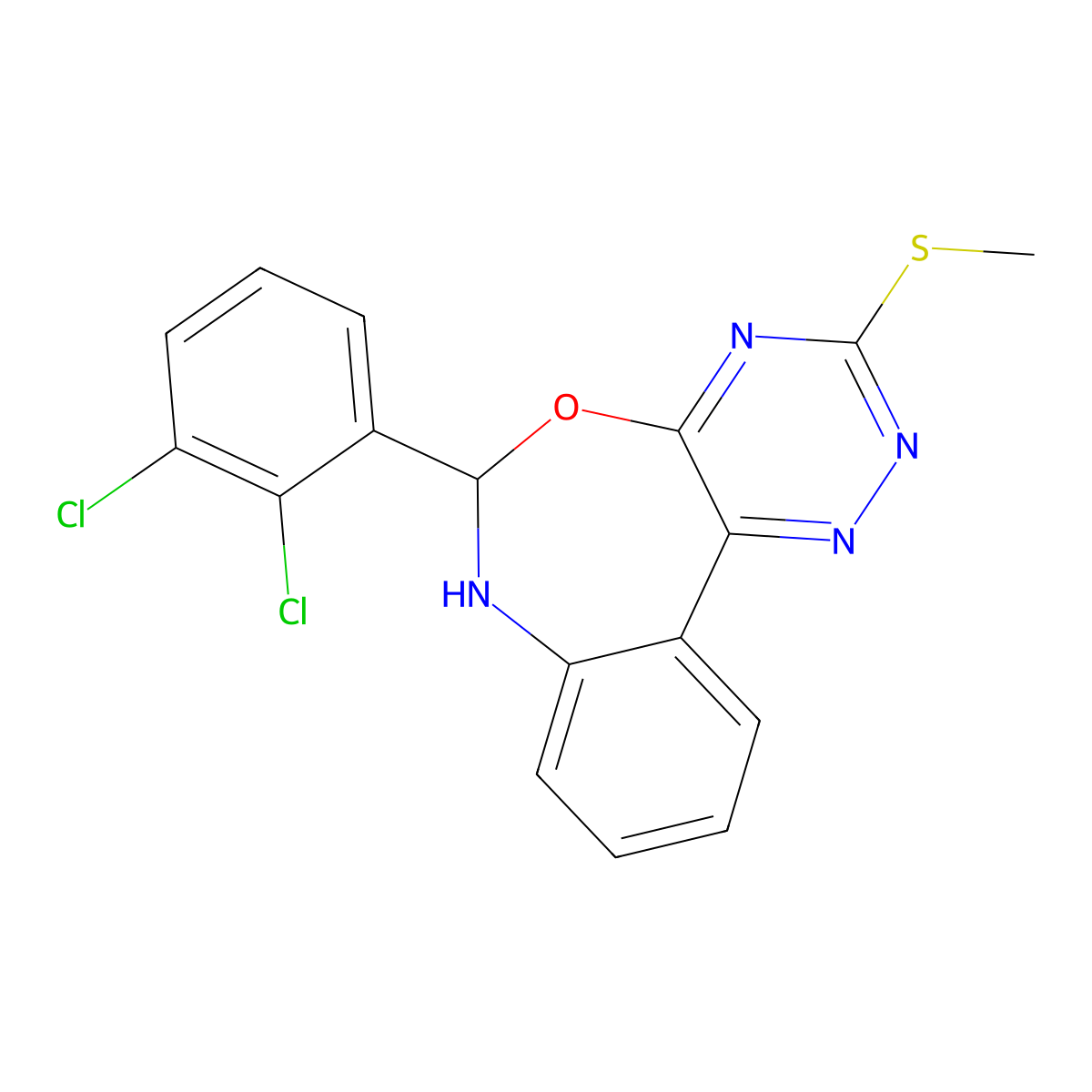 6-(2,3-Dichlorophenyl)-3-(methylsulfanyl)-6,7-dihydro[1,2,4]triazino[5,6-d][3,1]benzoxazepine molecular structure, CAS 674788-30-8