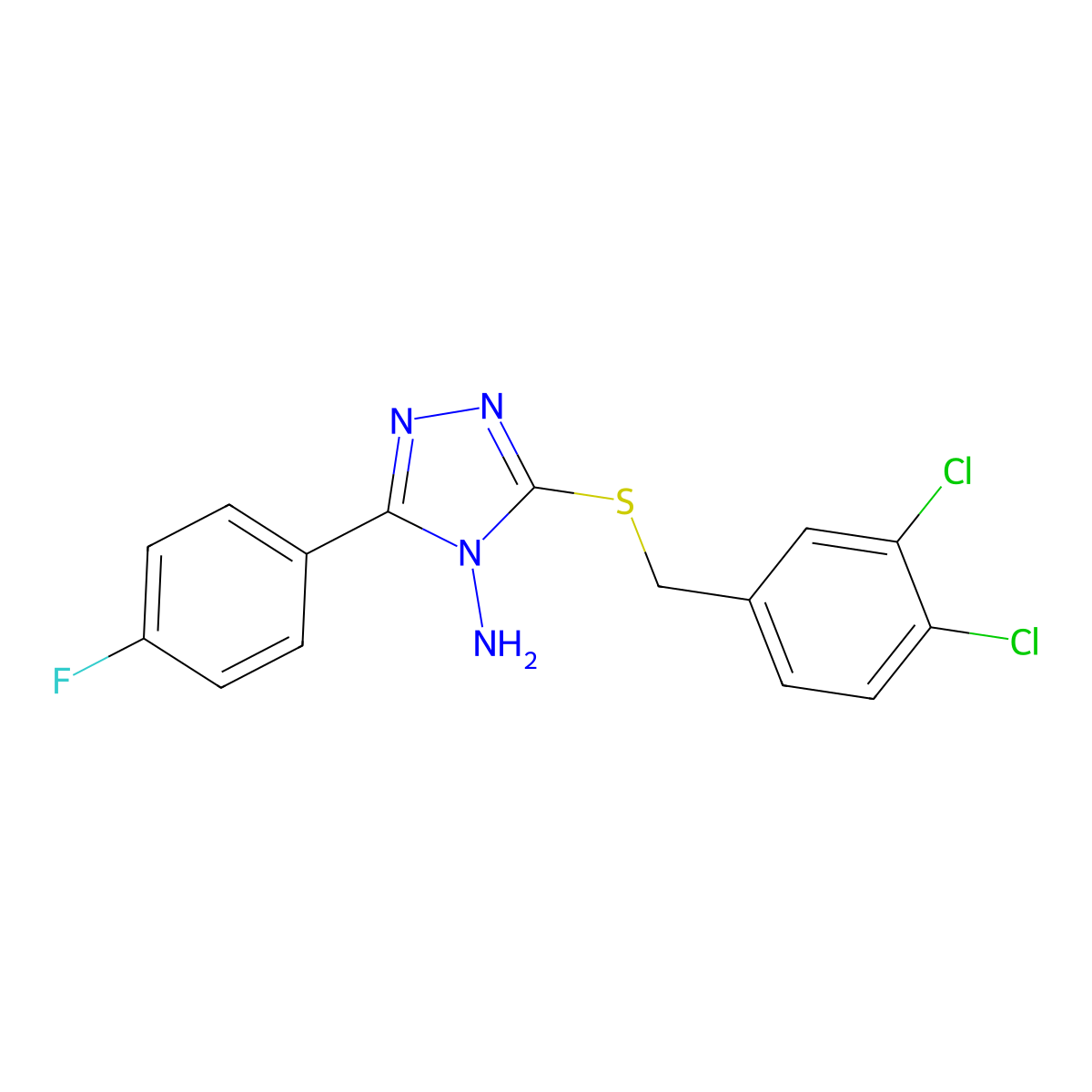 3-[(3,4-Dichlorophenyl)methylthio]-5-(4-fluorophenyl)-1,2,4-triazole-4-ylamine molecular structure, CAS 674788-60-4