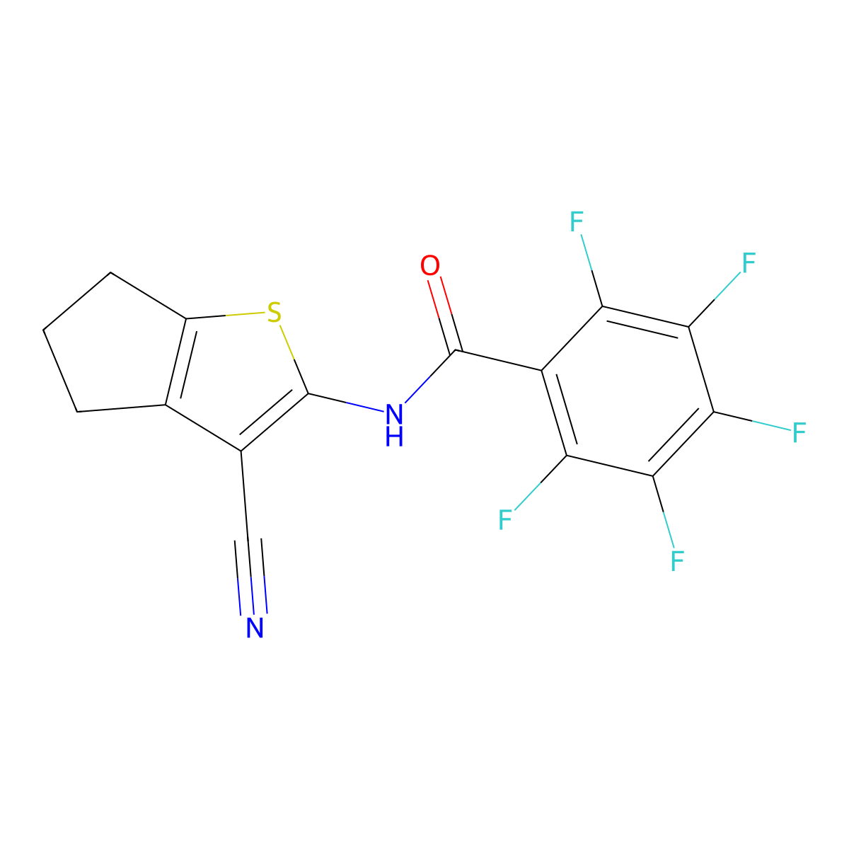 N-(3-cyano-5,6-dihydro-4H-cyclopenta[b]thiophen-2-yl)-2,3,4,5,6-pentafluorobenzamide molecular structure, CAS 674788-78-4