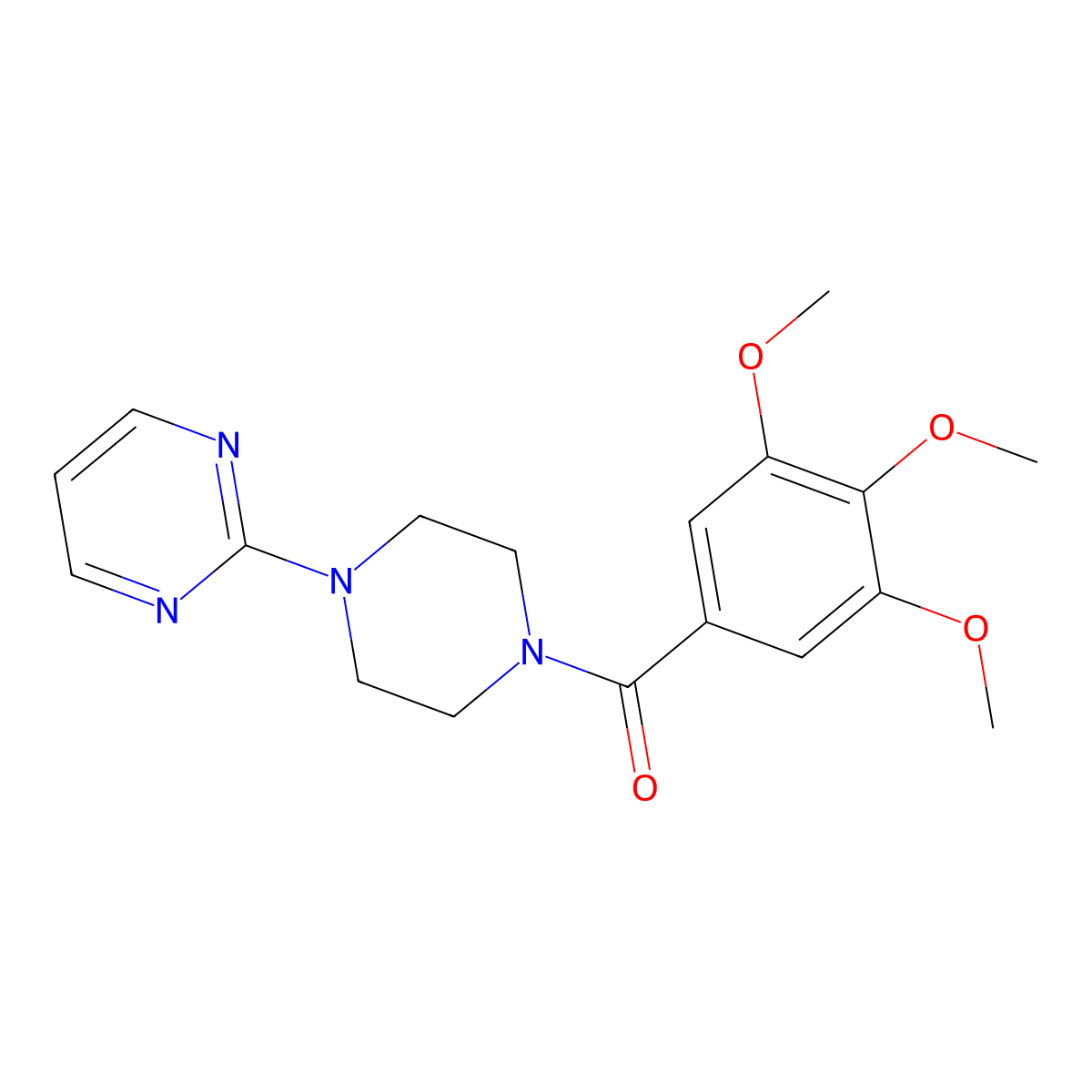Ketone, 4-(2-pyrimidyl)piperazinyl 3,4,5-trimethoxyphenyl molecular structure, CAS 67479-04-3