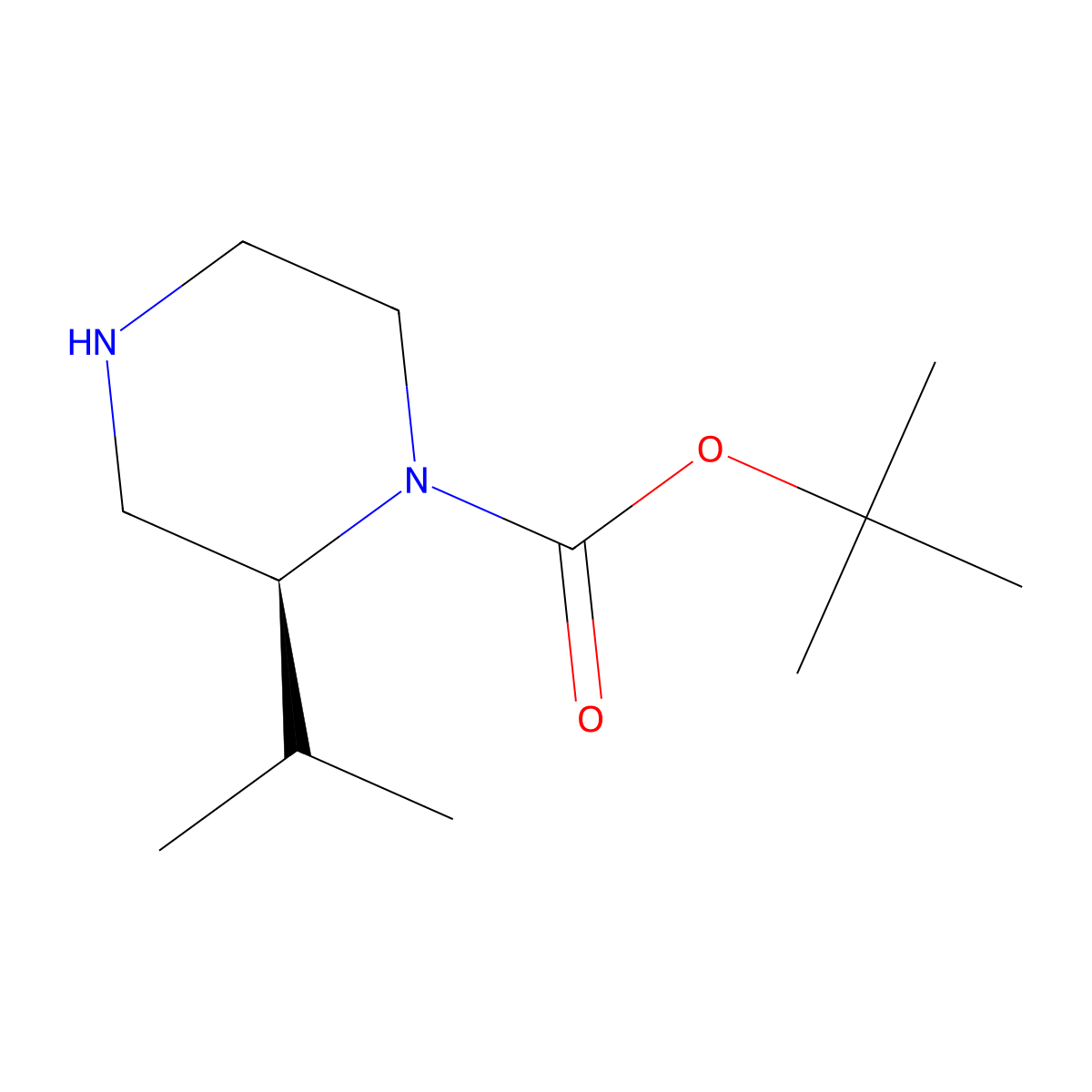 (2S)-2-Isopropylpiperazine, N1-BOC protected molecular structure, CAS 674792-05-3