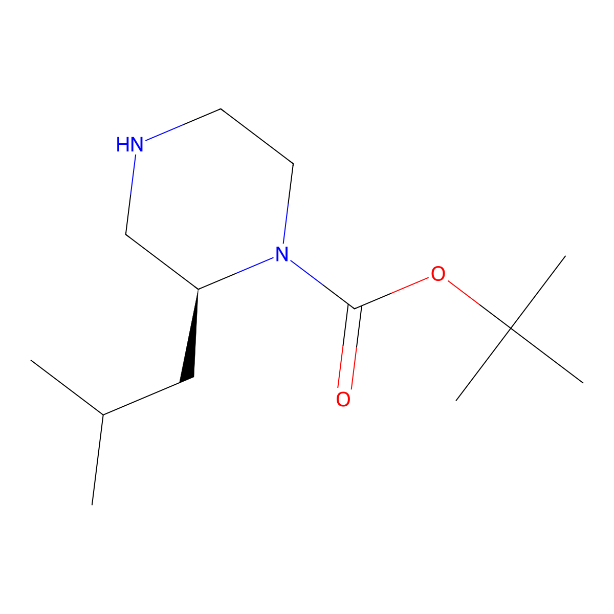 1,1-Dimethylethyl (2S)-2-(2-methylpropyl)-1-piperazinecarboxylate molecular structure, CAS 674792-06-4