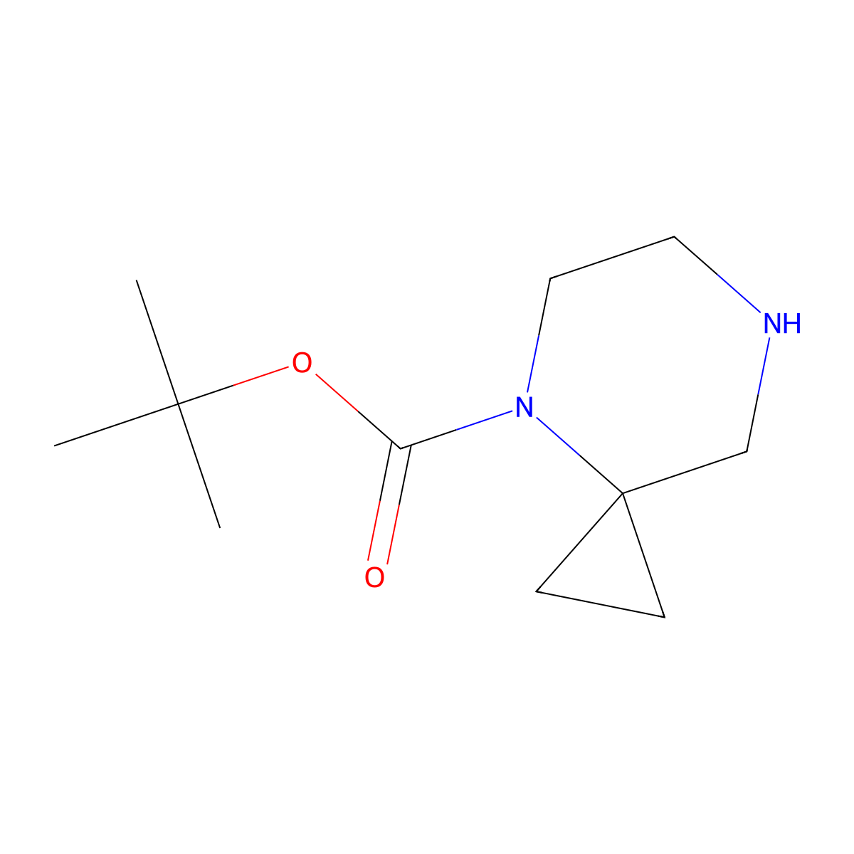 tert-Butyl 4,7-diazaspiro(2.5)octane-4-carboxylate molecular structure, CAS 674792-08-6