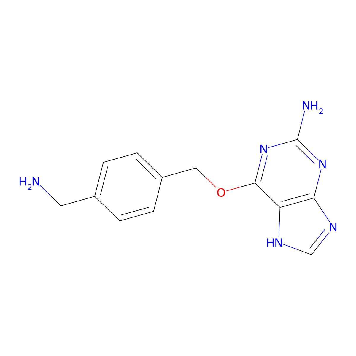 6-((4-(Aminomethyl)benzyl)oxy)-9H-purin-2-amine molecular structure, CAS 674799-96-3
