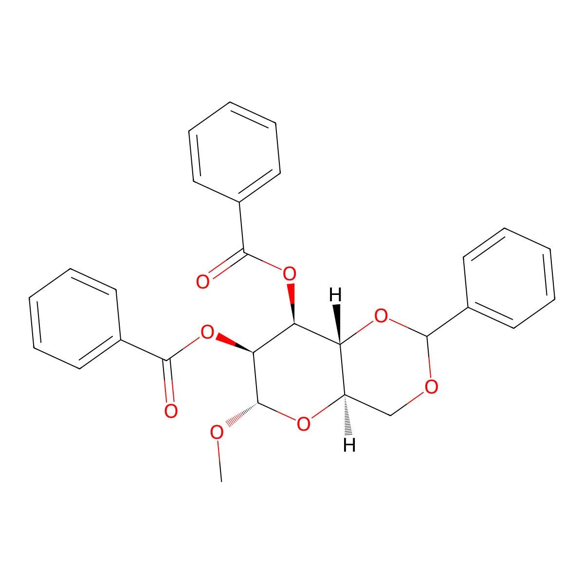 Methyl 2,3-DI-O-benzoyl-4,6-O-benzylidene-A-D-mannopyranoside molecular structure, CAS 6748-85-2