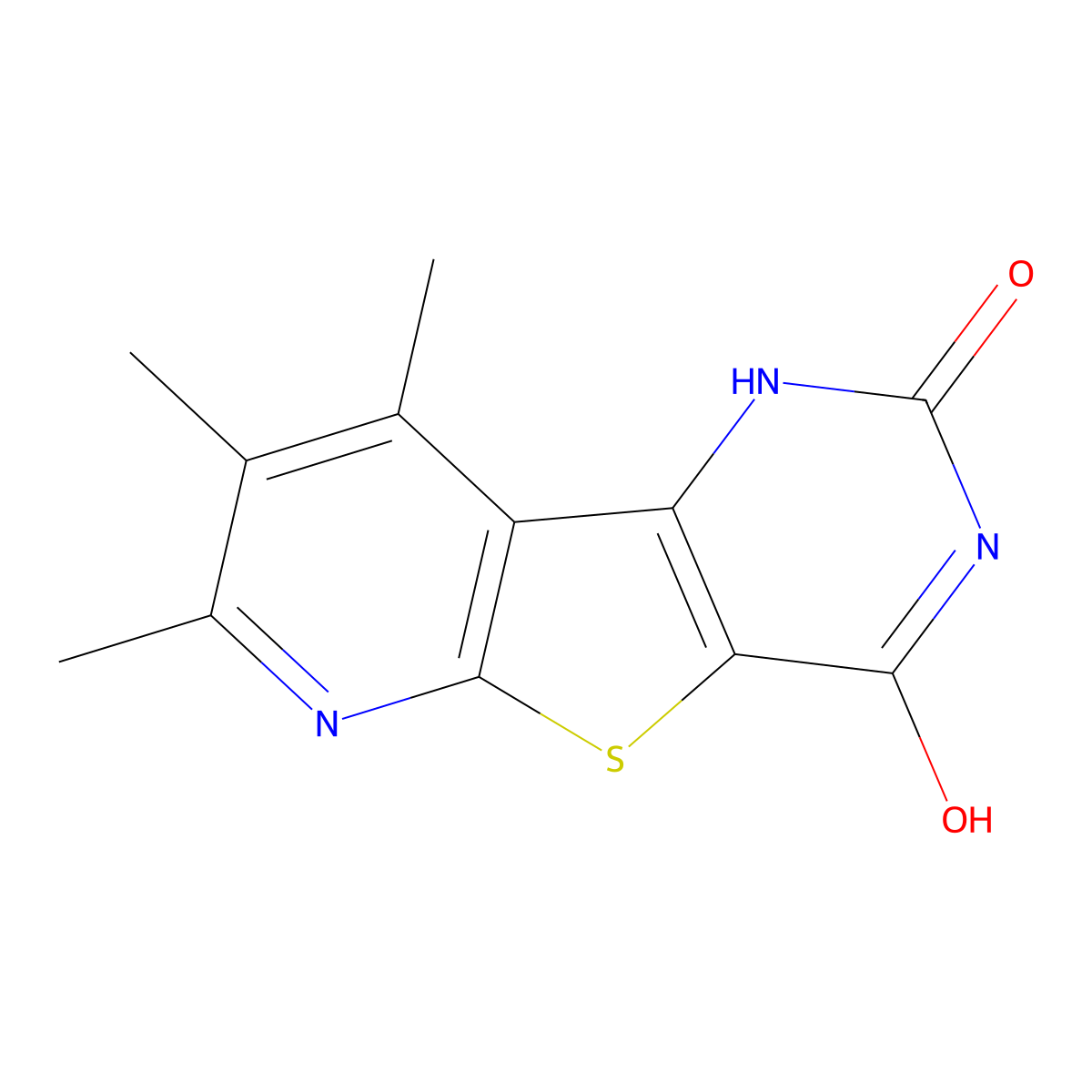 4-hydroxy-7,8,9-trimethylpyrido[3',2':4,5]thieno[3,2-d]pyrimidin-2(1H)-one molecular structure, CAS 674800-33-0