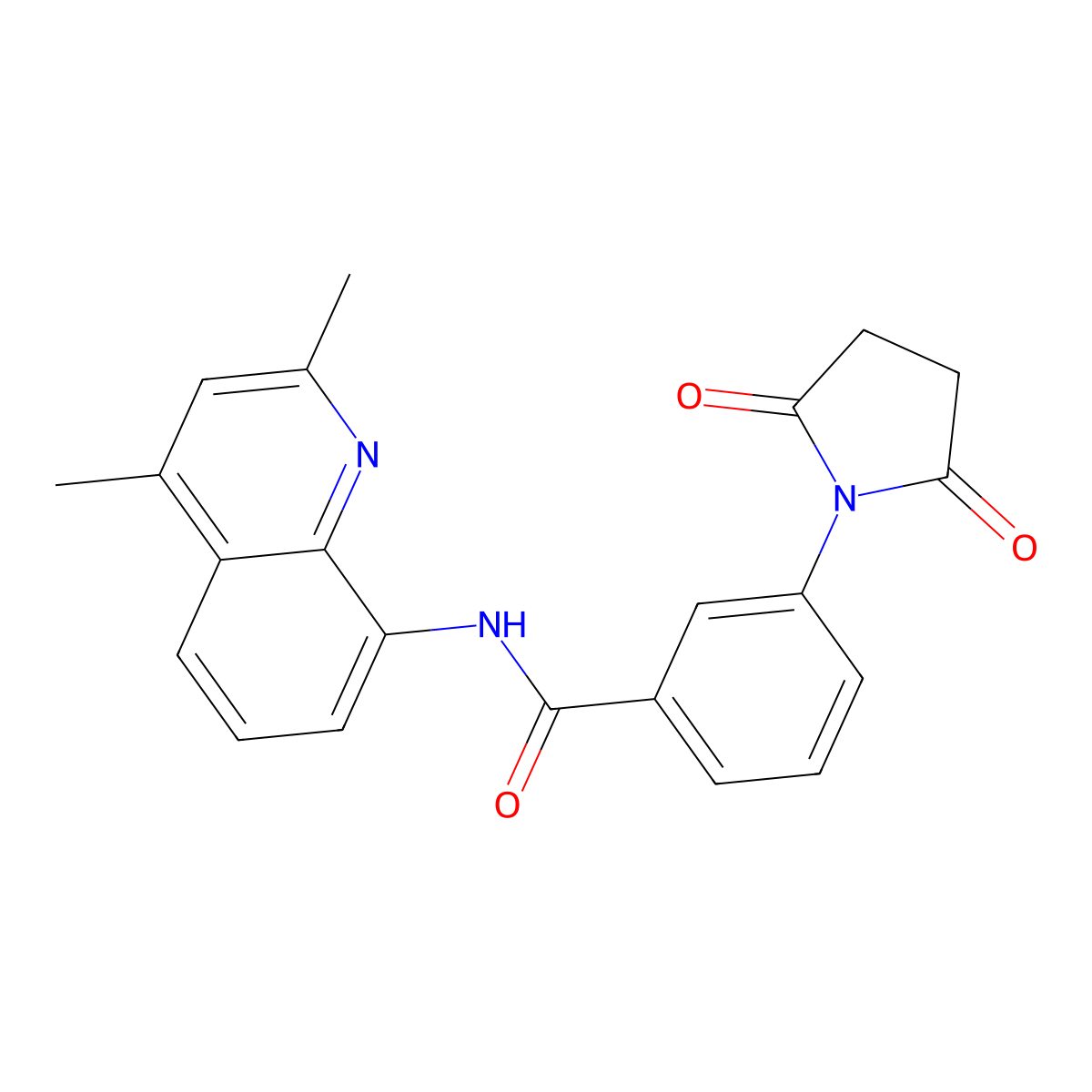 N-(2,4-dimethylquinolin-8-yl)-3-(2,5-dioxopyrrolidin-1-yl)benzamide molecular structure, CAS 674803-85-1
