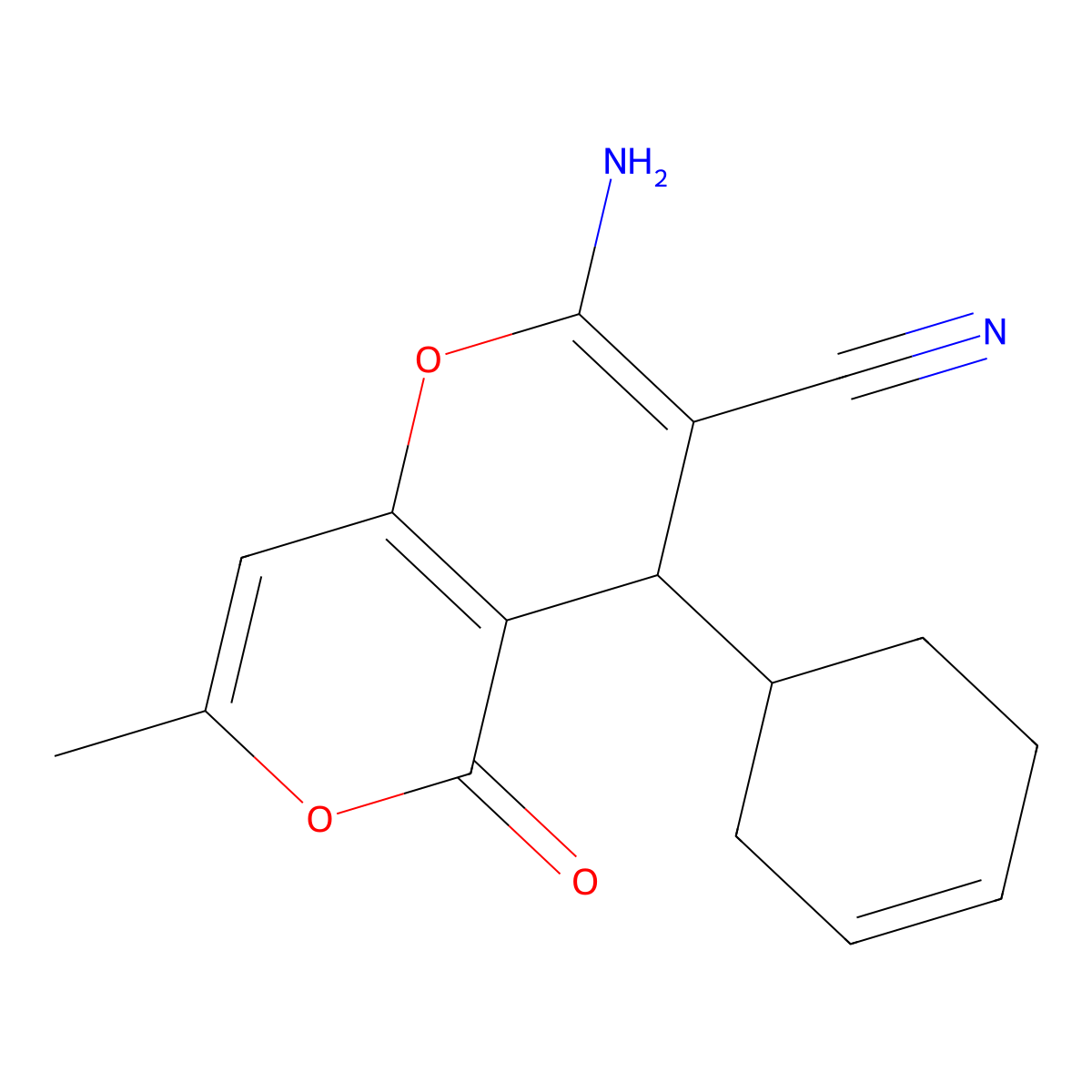 2-amino-4-(3-cyclohexenyl)-7-methyl-5-oxo-4H,5H-pyrano[4,3-b]pyran-3-carbonitrile molecular structure, CAS 674804-43-4