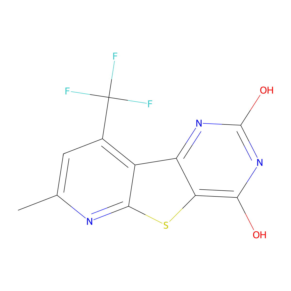 6-Hydroxy-11-methyl-13-(trifluoromethyl)-8-thia-3,5,10-triazatricyclo[7.4.0.0^{2,7}]trideca-1(9),2(7),5,10,12-pentaen-4-one molecular structure, CAS 674804-56-9
