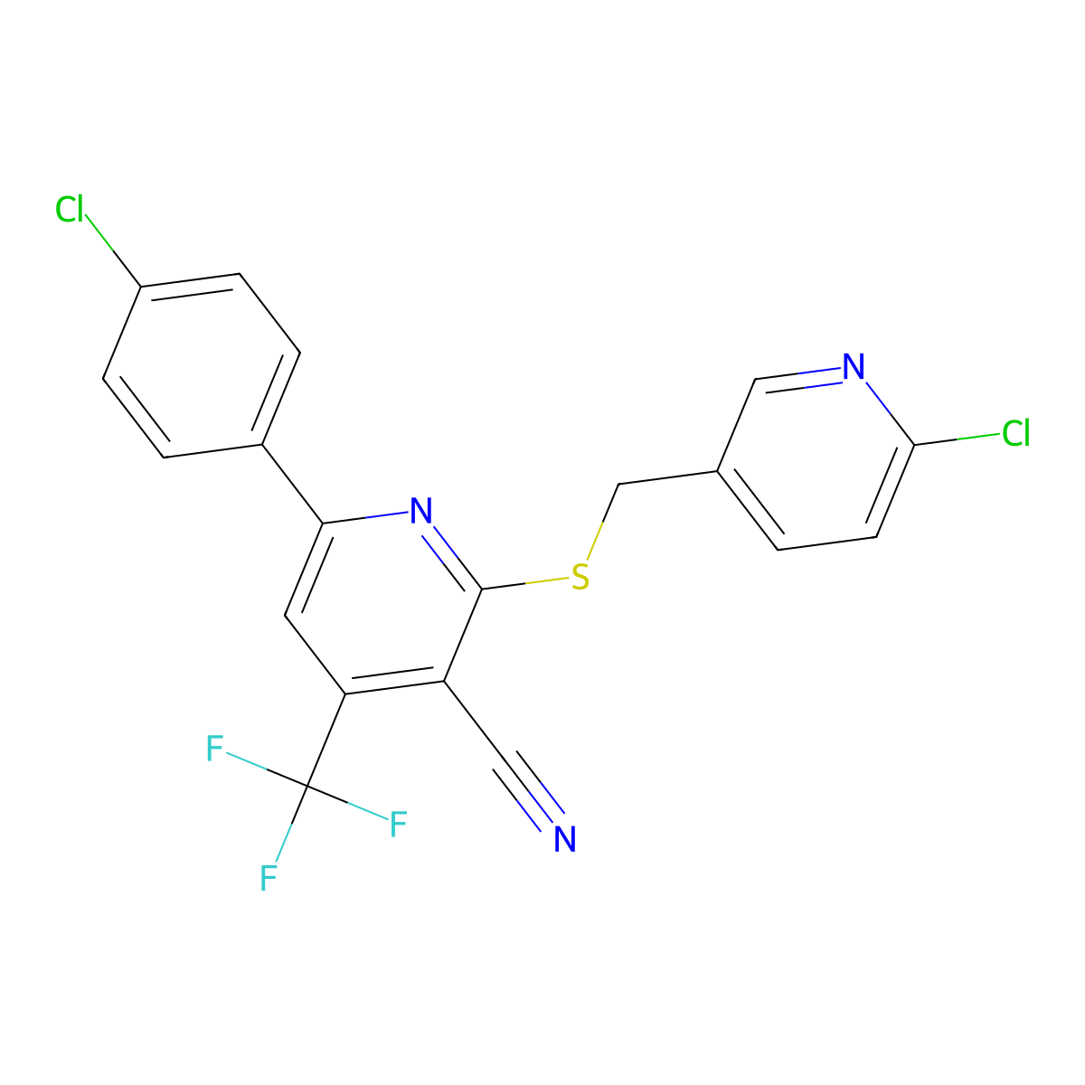 6-(4-Chlorophenyl)-2-{[(6-chloro-3-pyridinyl)methyl]sulfanyl}-4-(trifluoromethyl)nicotinonitrile molecular structure, CAS 674805-55-1