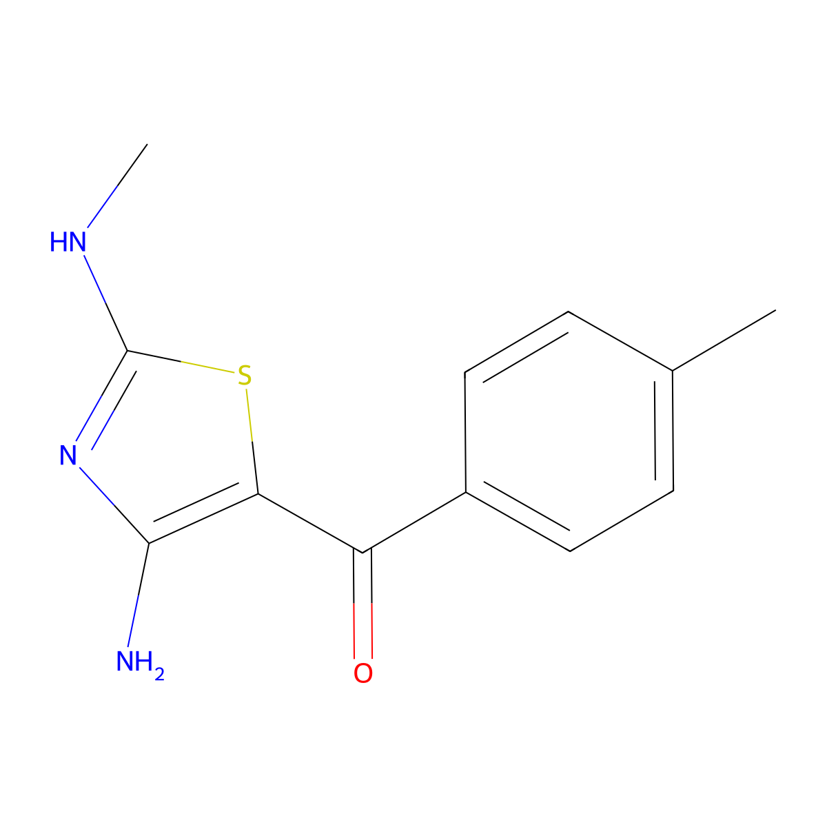 (4-Amino-2-(methylamino)thiazol-5-yl)(p-tolyl)methanone molecular structure, CAS 674805-68-6