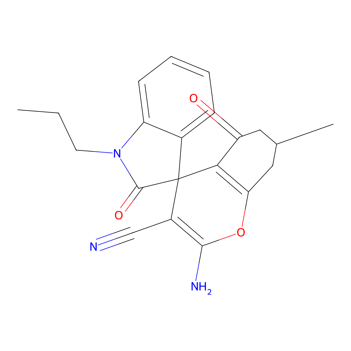 2-amino-7-methyl-2',5-dioxo-1'-propylspiro[7,8-dihydro-6H-chromene-4,3'-indole]-3-carbonitrile molecular structure, CAS 674805-70-0