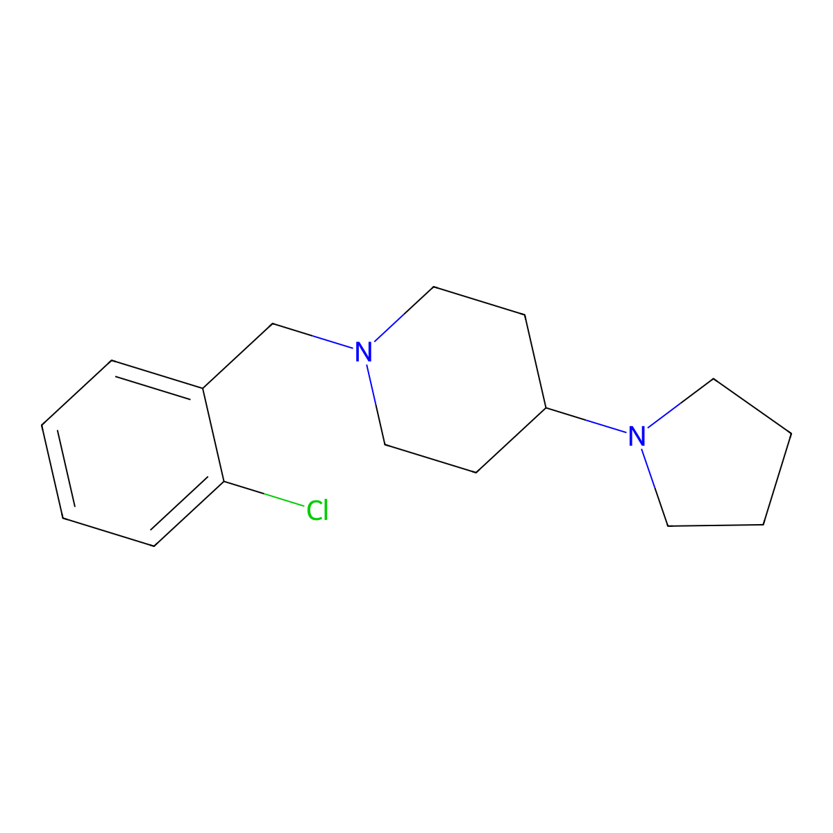1-(2-Chlorobenzyl)-4-(pyrrolidin-1-yl)piperidine molecular structure, CAS 674807-81-9
