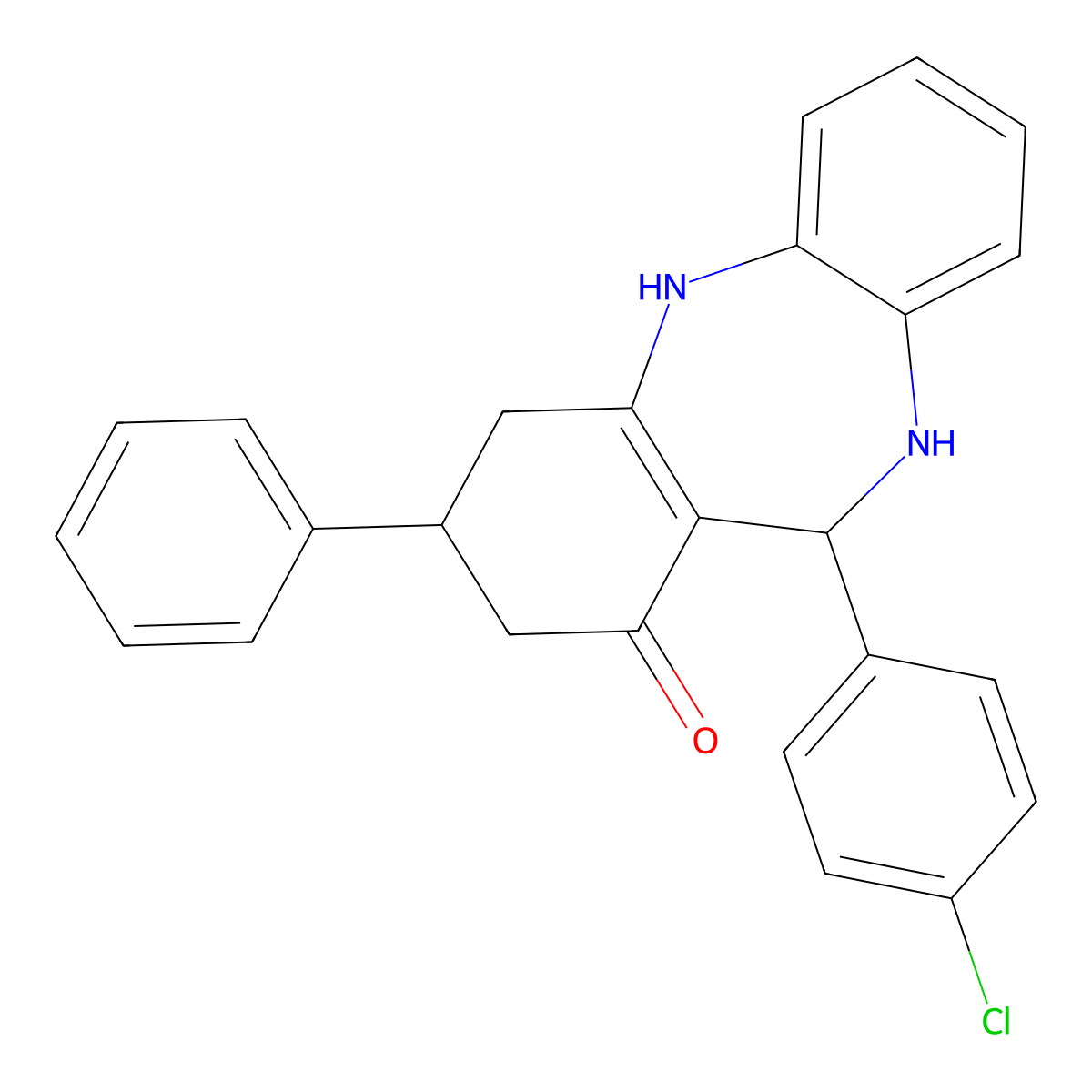 6-(4-Chlorophenyl)-9-phenyl-5,6,8,9,10,11-hexahydrobenzo[b][1,4]benzodiazepin-7-one molecular structure, CAS 674807-84-2