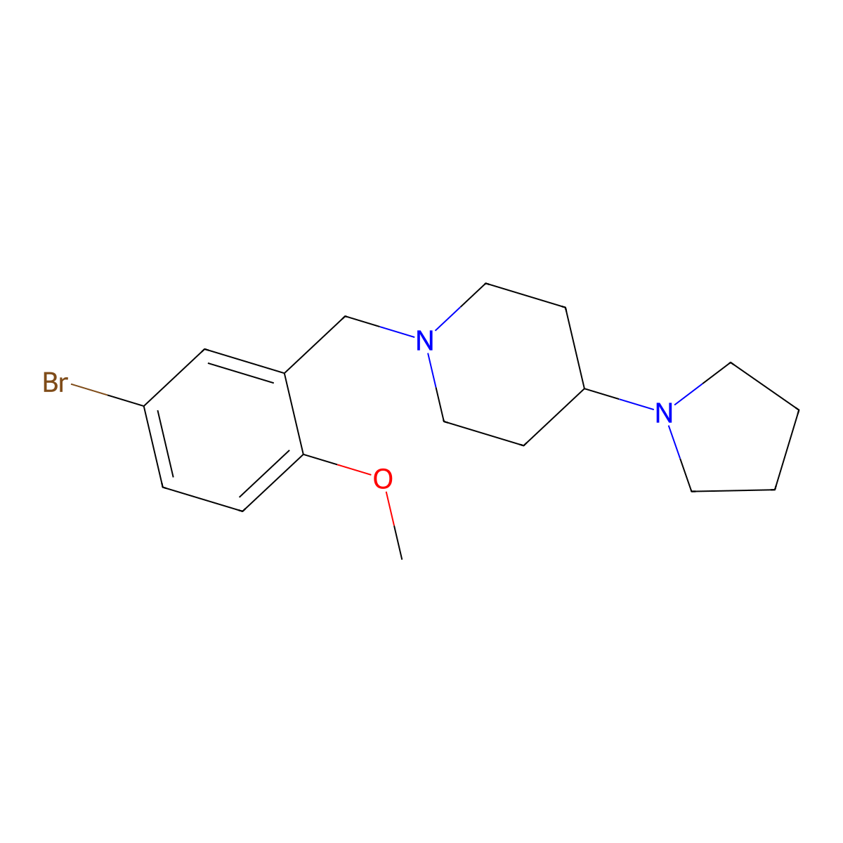 1-(5-Bromo-2-methoxybenzyl)-4-(1-pyrrolidinyl)piperidine molecular structure, CAS 674807-85-3