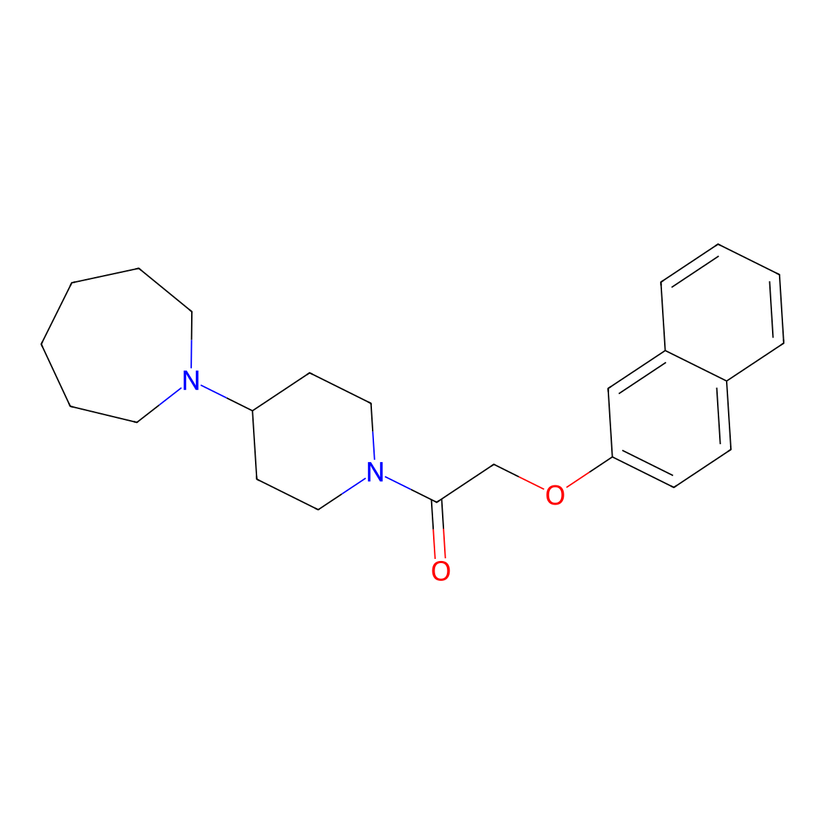 1-[4-(Azepan-1-yl)piperidin-1-yl]-2-naphthalen-2-yloxyethanone molecular structure, CAS 674807-91-1