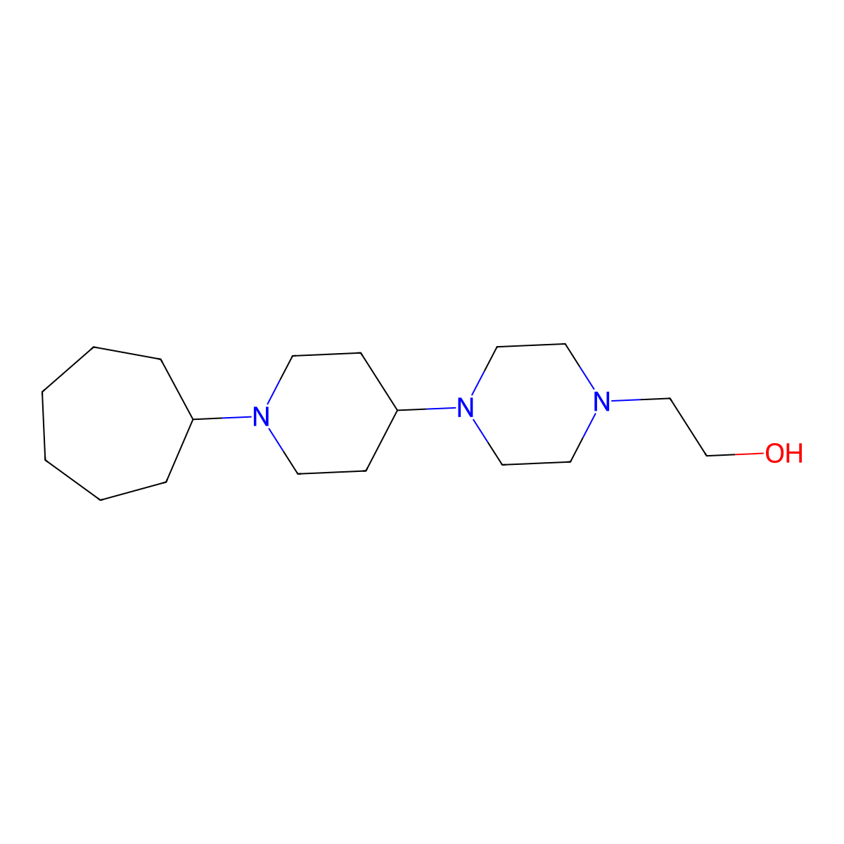 2-[4-(1-Cycloheptylpiperidin-4-yl)piperazin-1-yl]ethanol molecular structure, CAS 674807-97-7