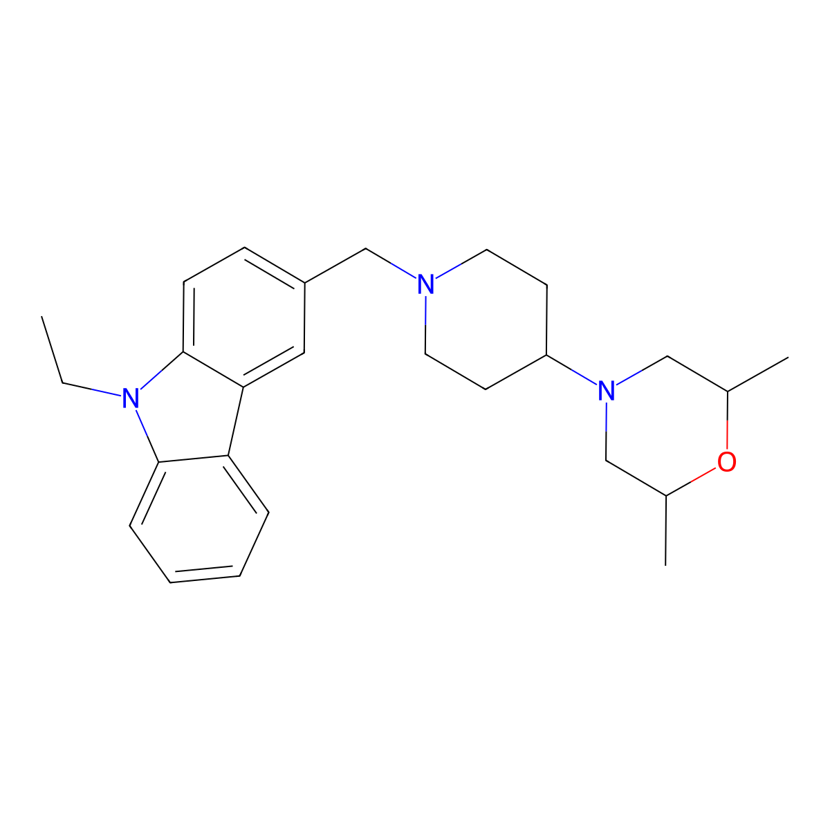 4-[1-[(9-Ethylcarbazol-3-yl)methyl]piperidin-4-yl]-2,6-dimethylmorpholine molecular structure, CAS 674808-09-4