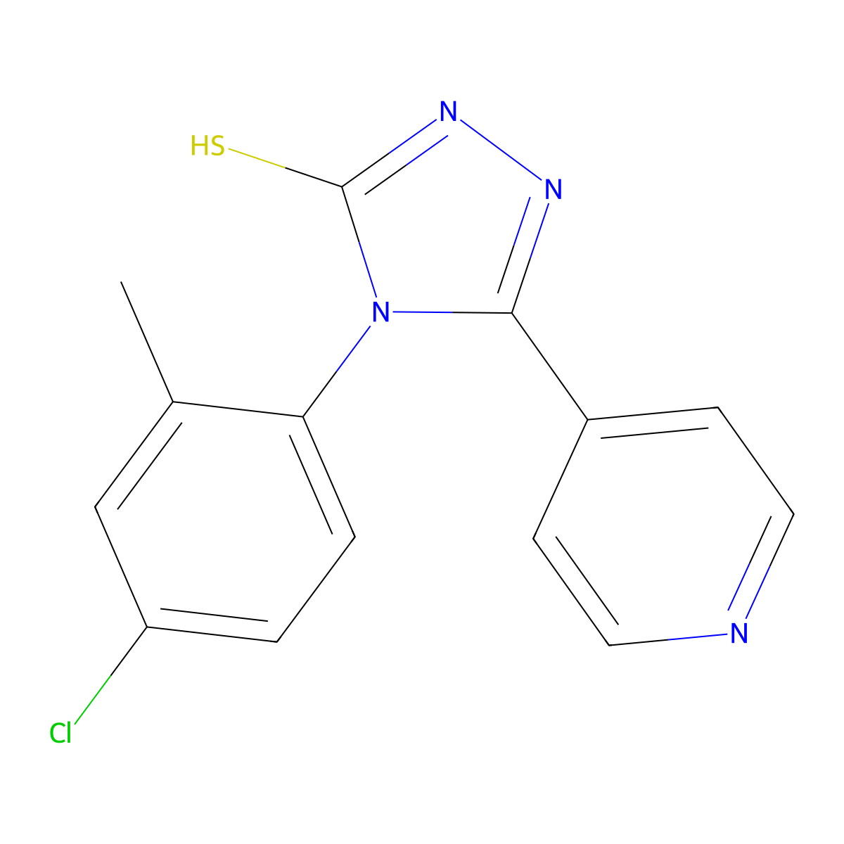 4-(4-chloro-2-methylphenyl)-5-(pyridin-4-yl)-4H-1,2,4-triazole-3-thiol molecular structure, CAS 674808-11-8