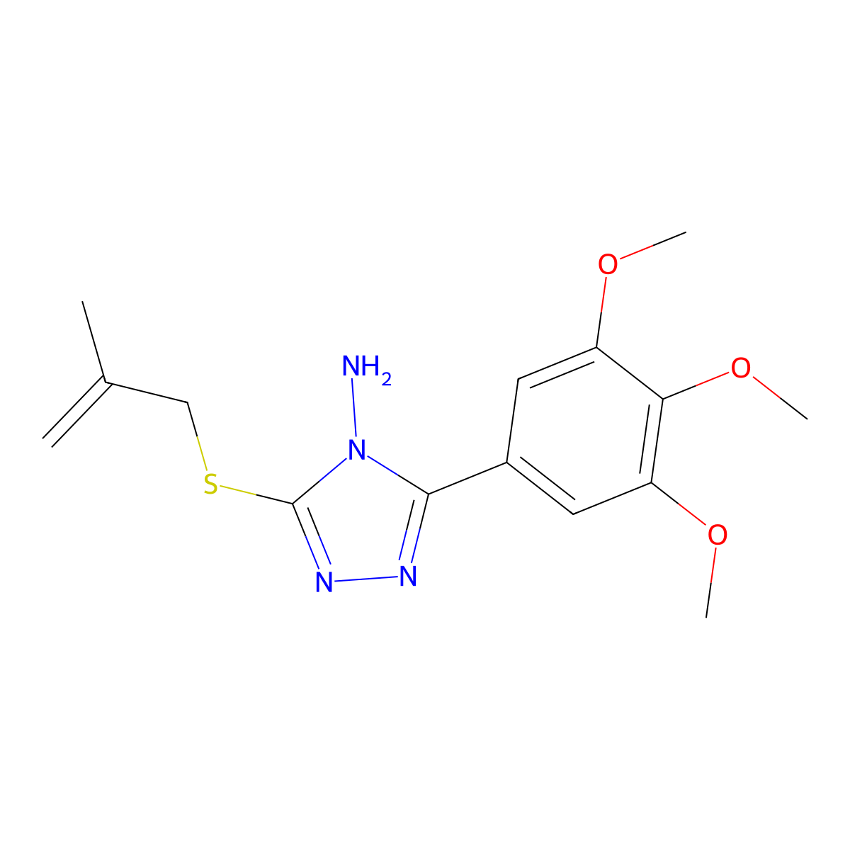 3-[(2-methylprop-2-en-1-yl)sulfanyl]-5-(3,4,5-trimethoxyphenyl)-4H-1,2,4-triazol-4-amine molecular structure, CAS 674808-66-3