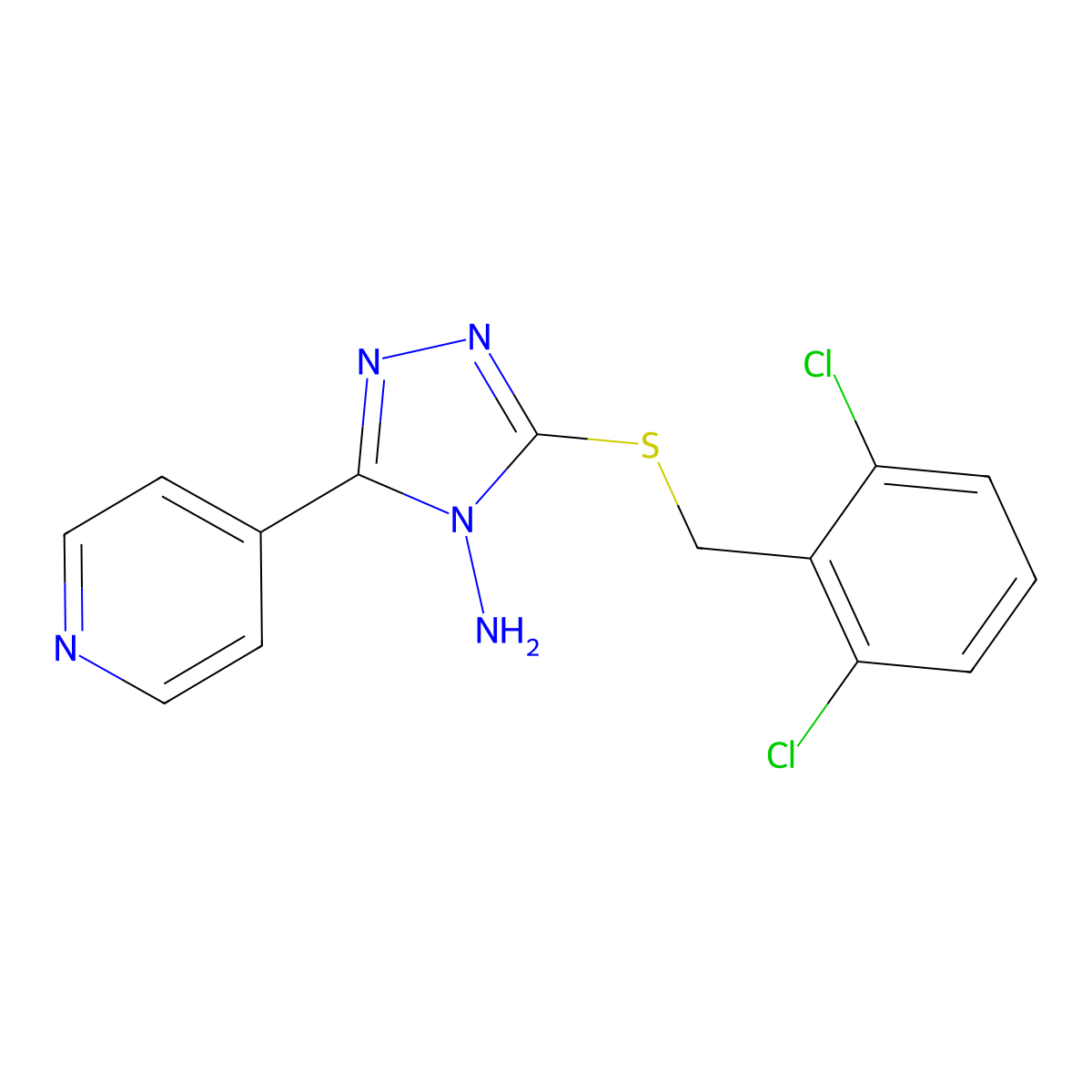 3-[(2,6-Dichlorophenyl)methylthio]-5-(4-pyridyl)-1,2,4-triazole-4-ylamine molecular structure, CAS 674808-88-9