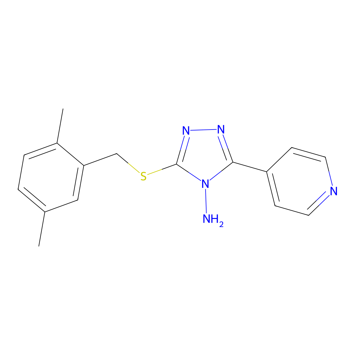 3-[(2,5-Dimethylphenyl)methylthio]-5-(4-pyridyl)-1,2,4-triazole-4-ylamine molecular structure, CAS 674808-94-7