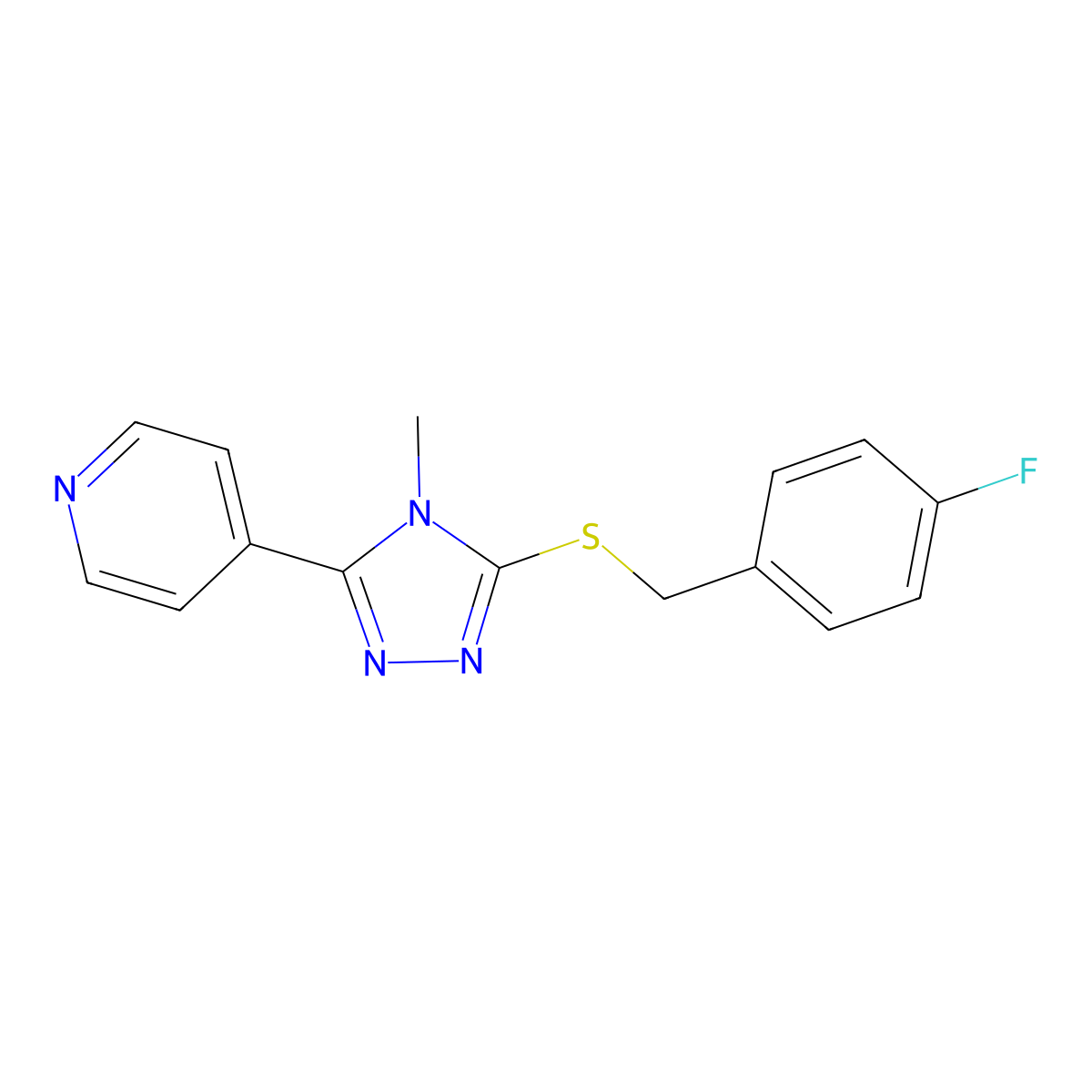 4-(5-((4-Fluorobenzyl)thio)-4-methyl-4H-1,2,4-triazol-3-YL)pyridine molecular structure, CAS 674809-44-0
