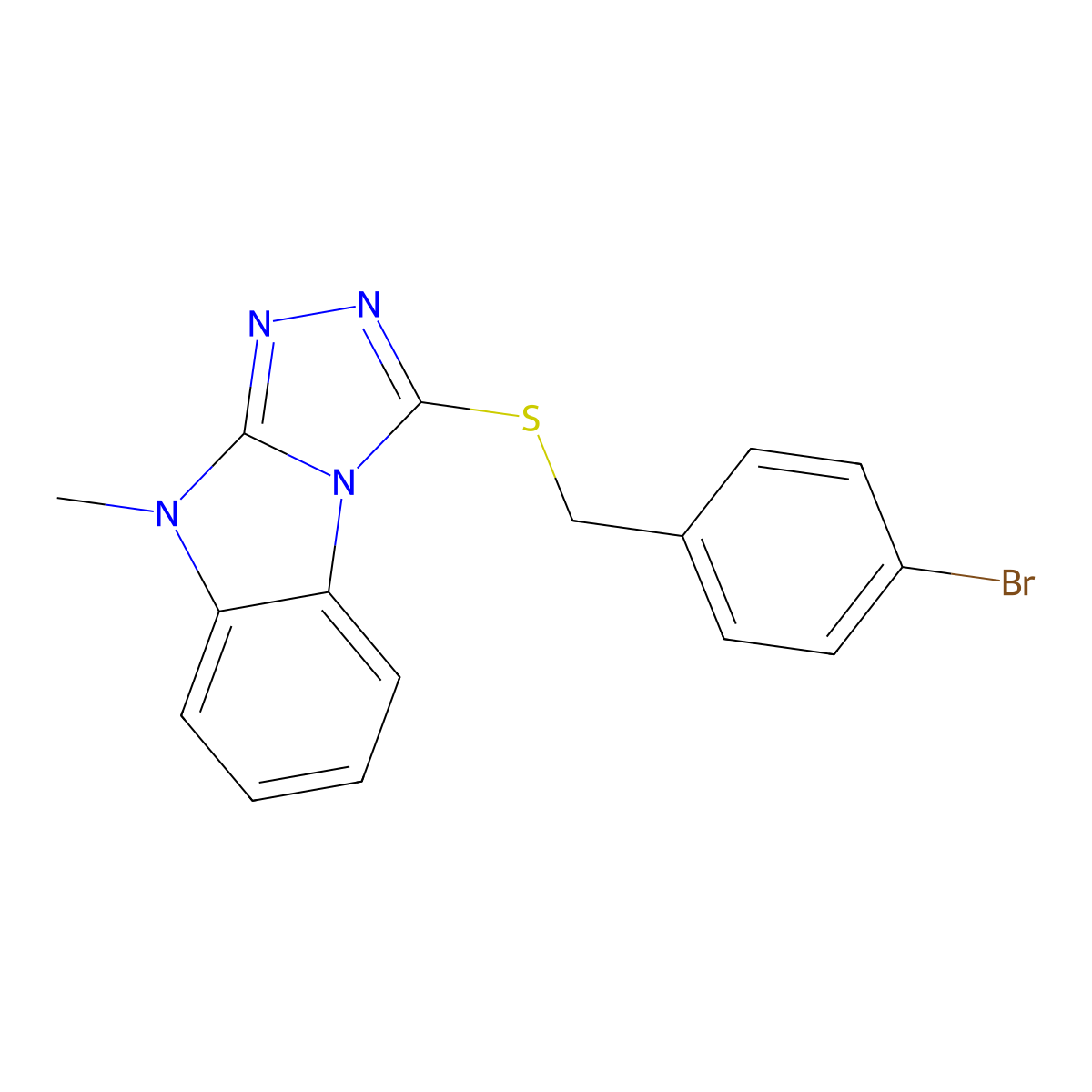 3-[(4-bromobenzyl)sulfanyl]-9-methyl-9H-[1,2,4]triazolo[4,3-a]benzimidazole molecular structure, CAS 674811-13-3
