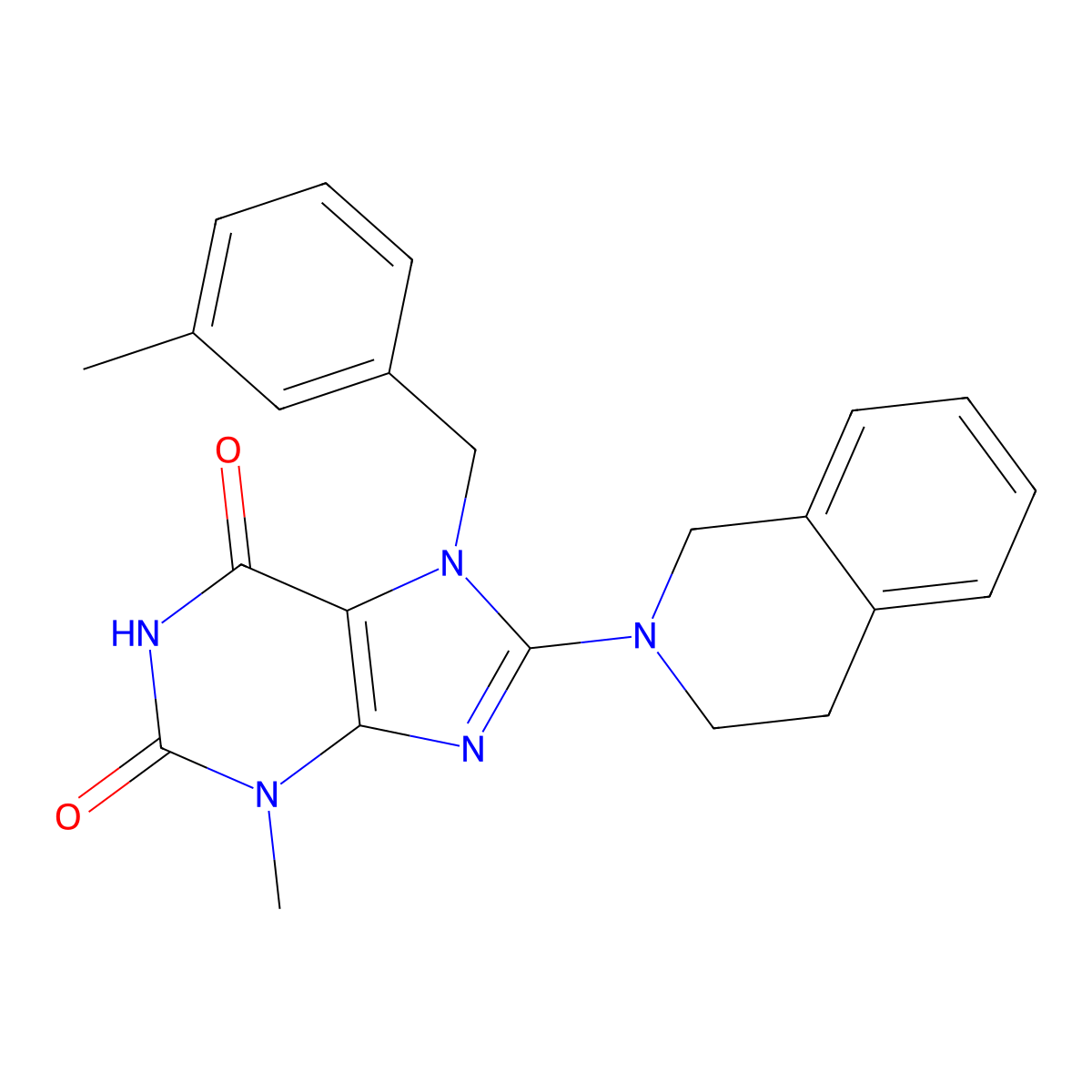 8-(3,4-dihydro-1H-isoquinolin-2-yl)-3-methyl-7-[(3-methylphenyl)methyl]purine-2,6-dione molecular structure, CAS 674811-98-4