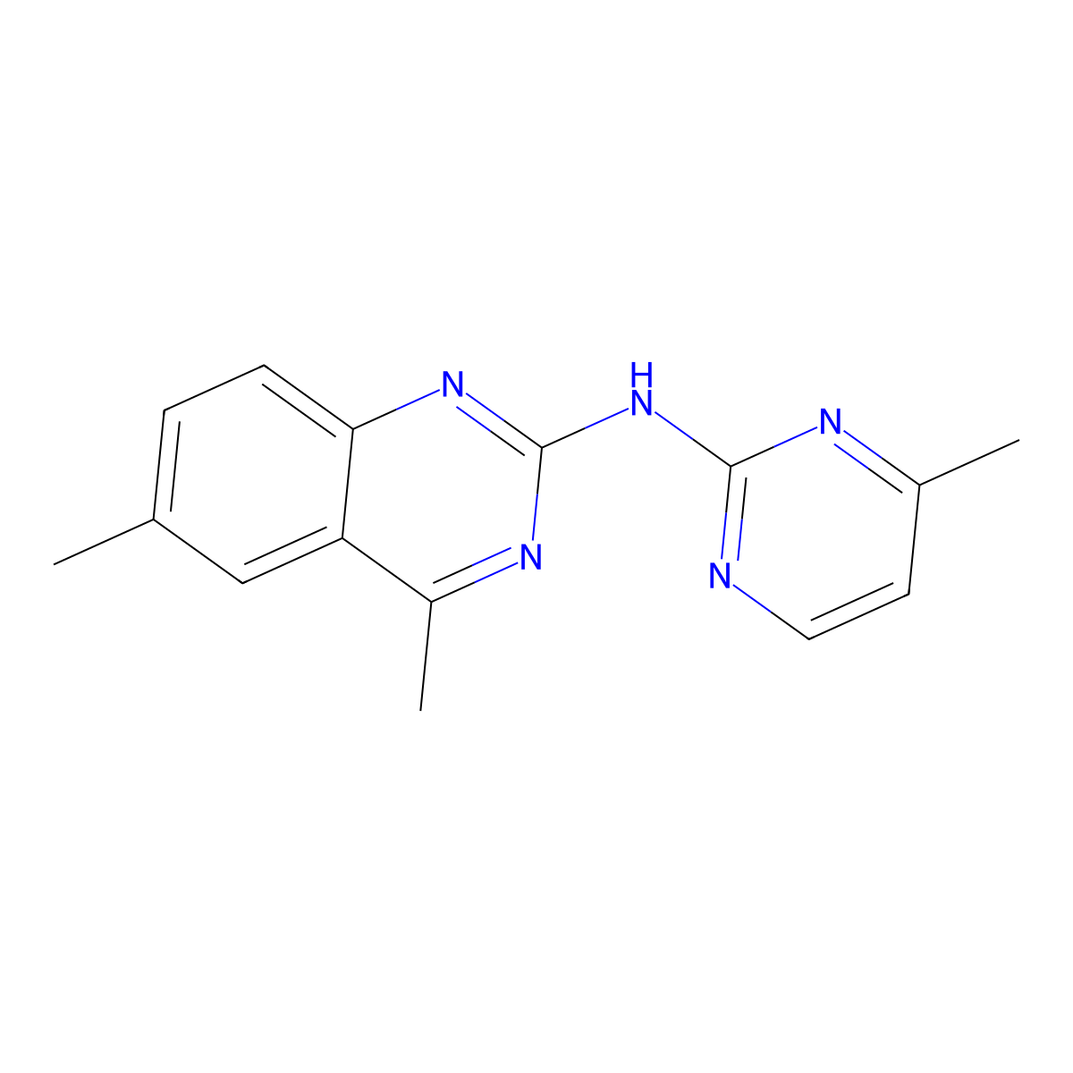 4,6-dimethyl-N-(4-methylpyrimidin-2-yl)quinazolin-2-amine molecular structure, CAS 674812-09-0