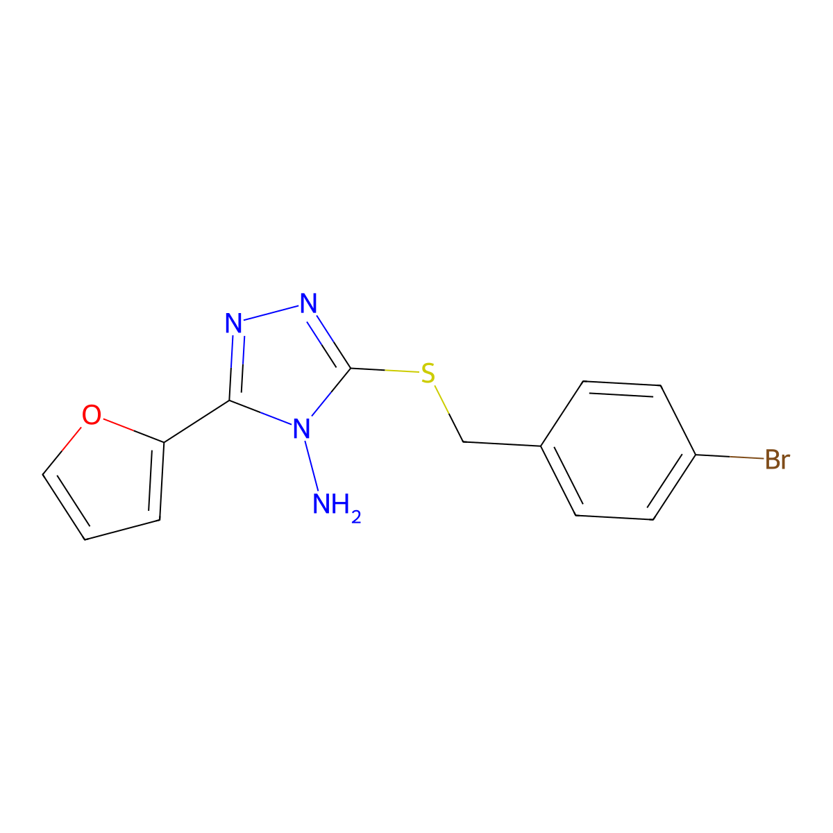 5-[(4-Bromophenyl)methylthio]-3-(2-furyl)-1,2,4-triazole-4-ylamine molecular structure, CAS 674812-15-8