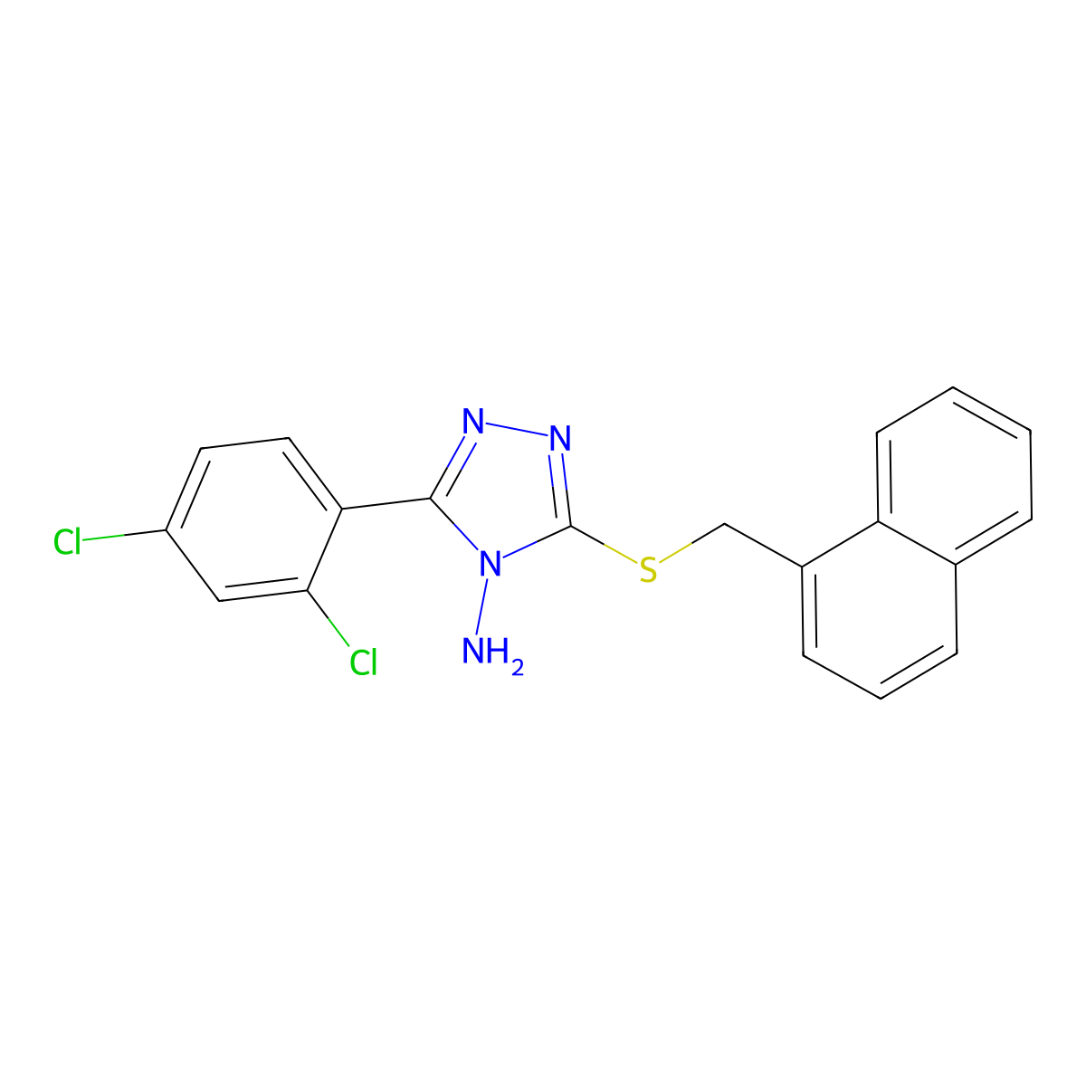 3-(2,4-Dichlorophenyl)-5-(naphthylmethylthio)-1,2,4-triazole-4-ylamine molecular structure, CAS 674812-94-3