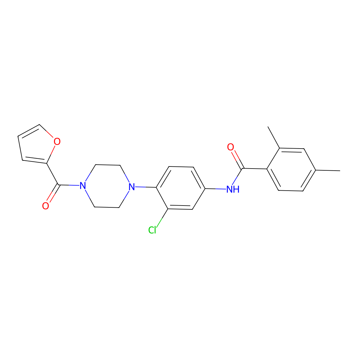N-[3-chloro-4-[4-(furan-2-carbonyl)piperazin-1-yl]phenyl]-2,4-dimethylbenzamide molecular structure, CAS 674813-20-8