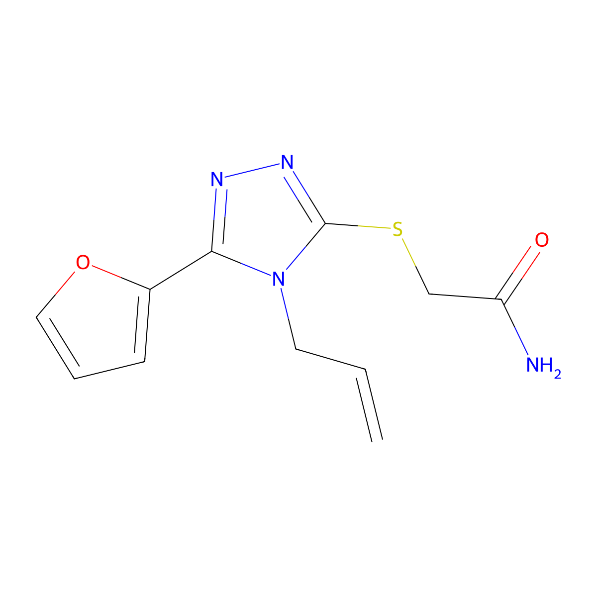 2-{[5-(furan-2-yl)-4-(prop-2-en-1-yl)-4H-1,2,4-triazol-3-yl]sulfanyl}acetamide molecular structure, CAS 674813-33-3