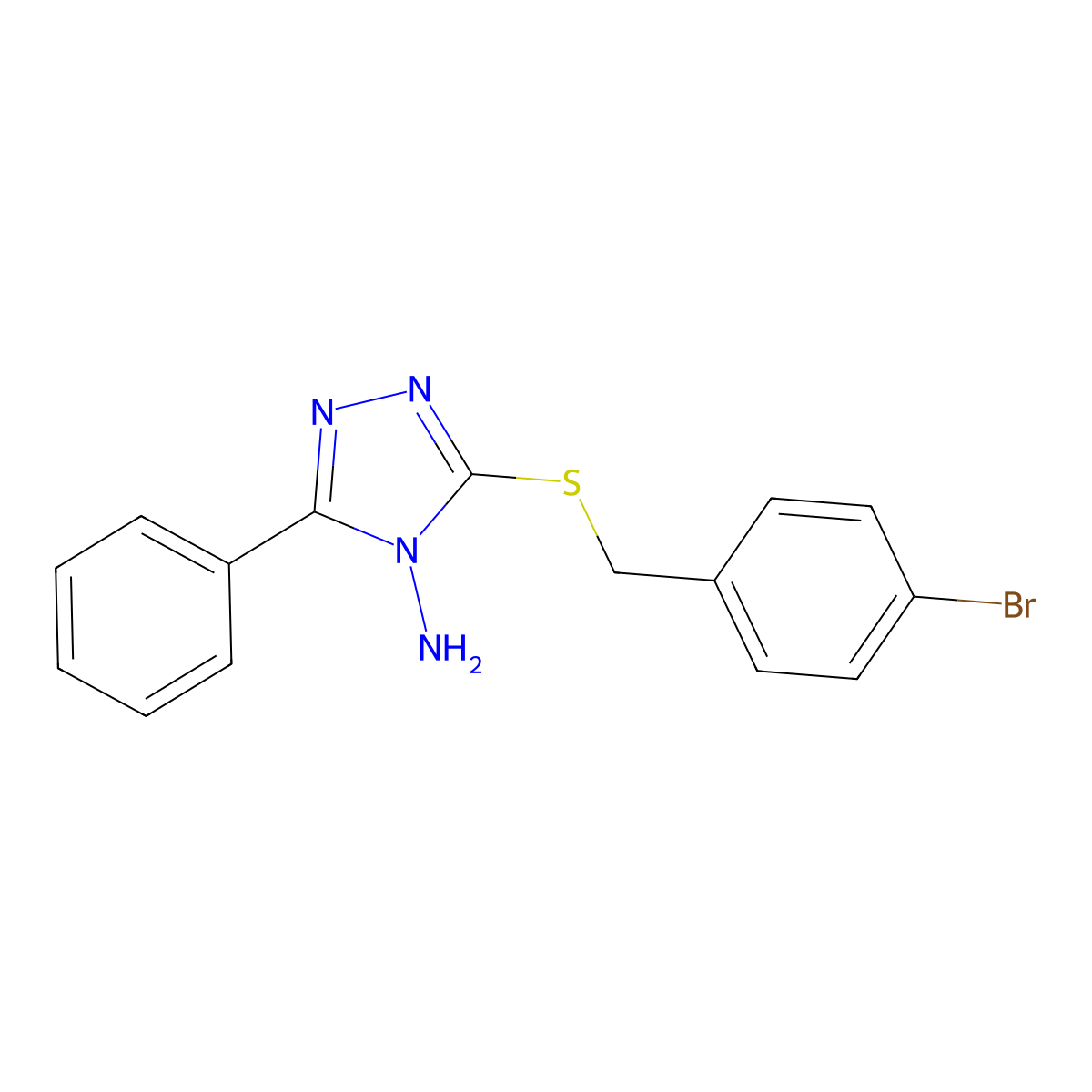 3-[(4-bromobenzyl)sulfanyl]-5-phenyl-4H-1,2,4-triazol-4-amine molecular structure, CAS 674814-09-6