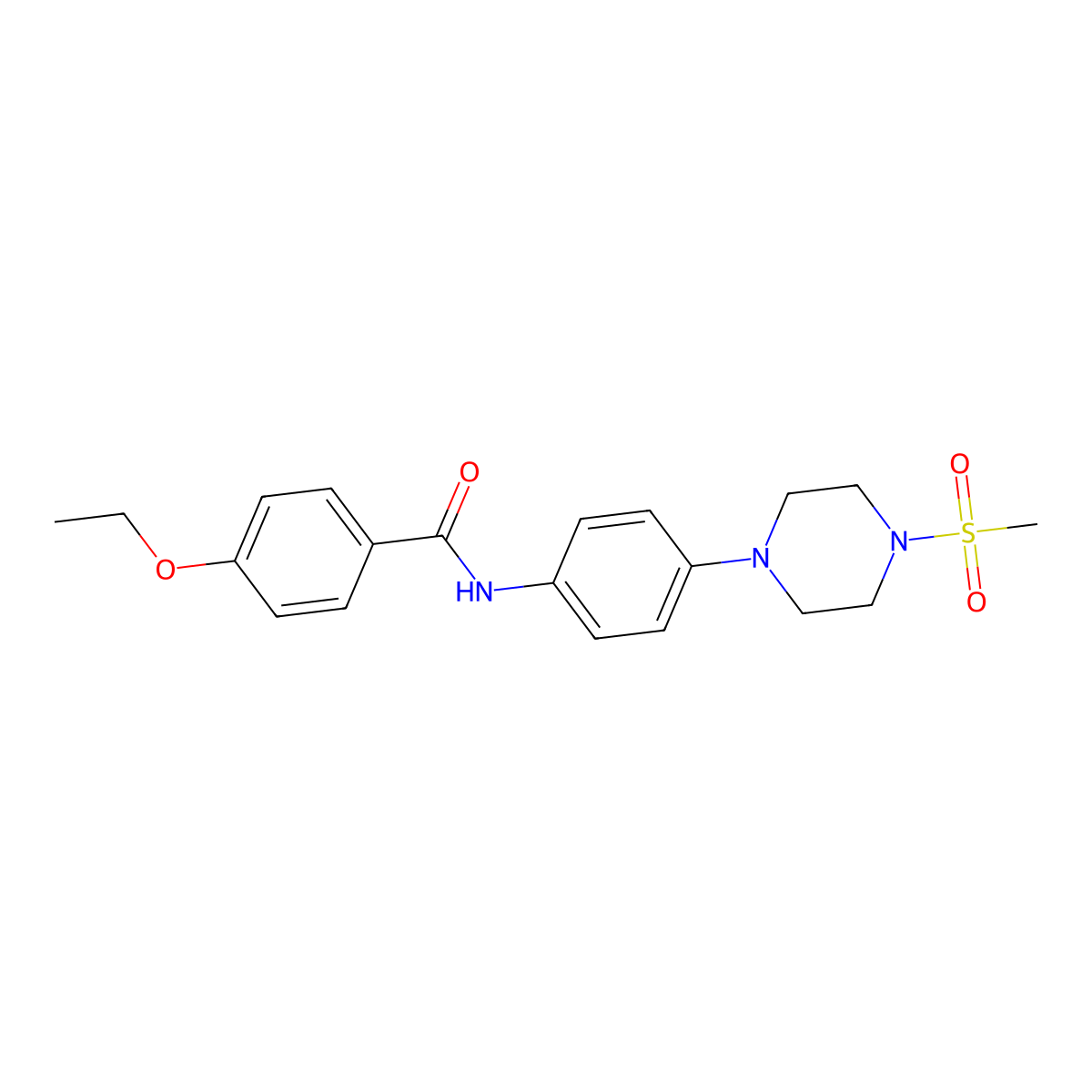 4-ethoxy-N-[4-(4-methylsulfonylpiperazin-1-yl)phenyl]benzamide molecular structure, CAS 674814-28-9