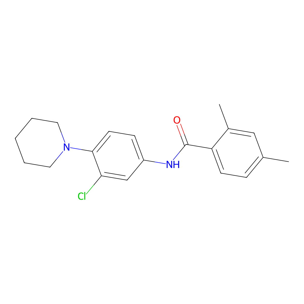 N-(3-chloro-4-piperidin-1-ylphenyl)-2,4-dimethylbenzamide molecular structure, CAS 674814-71-2