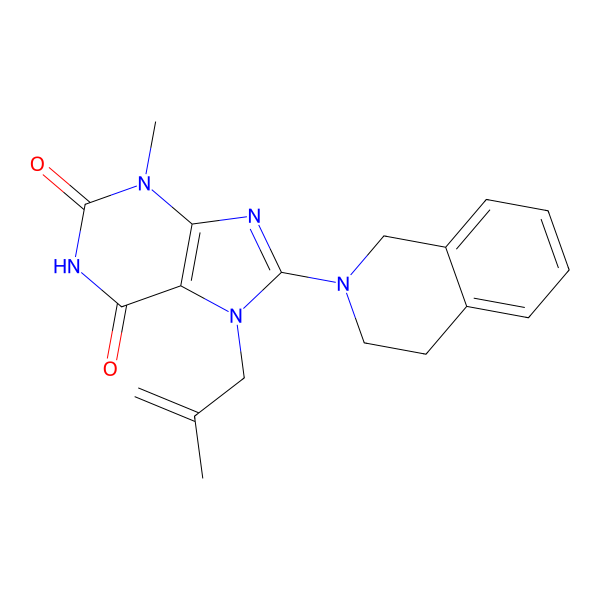 8-(3,4-dihydro-1H-isoquinolin-2-yl)-3-methyl-7-(2-methylprop-2-enyl)purine-2,6-dione molecular structure, CAS 674814-79-0