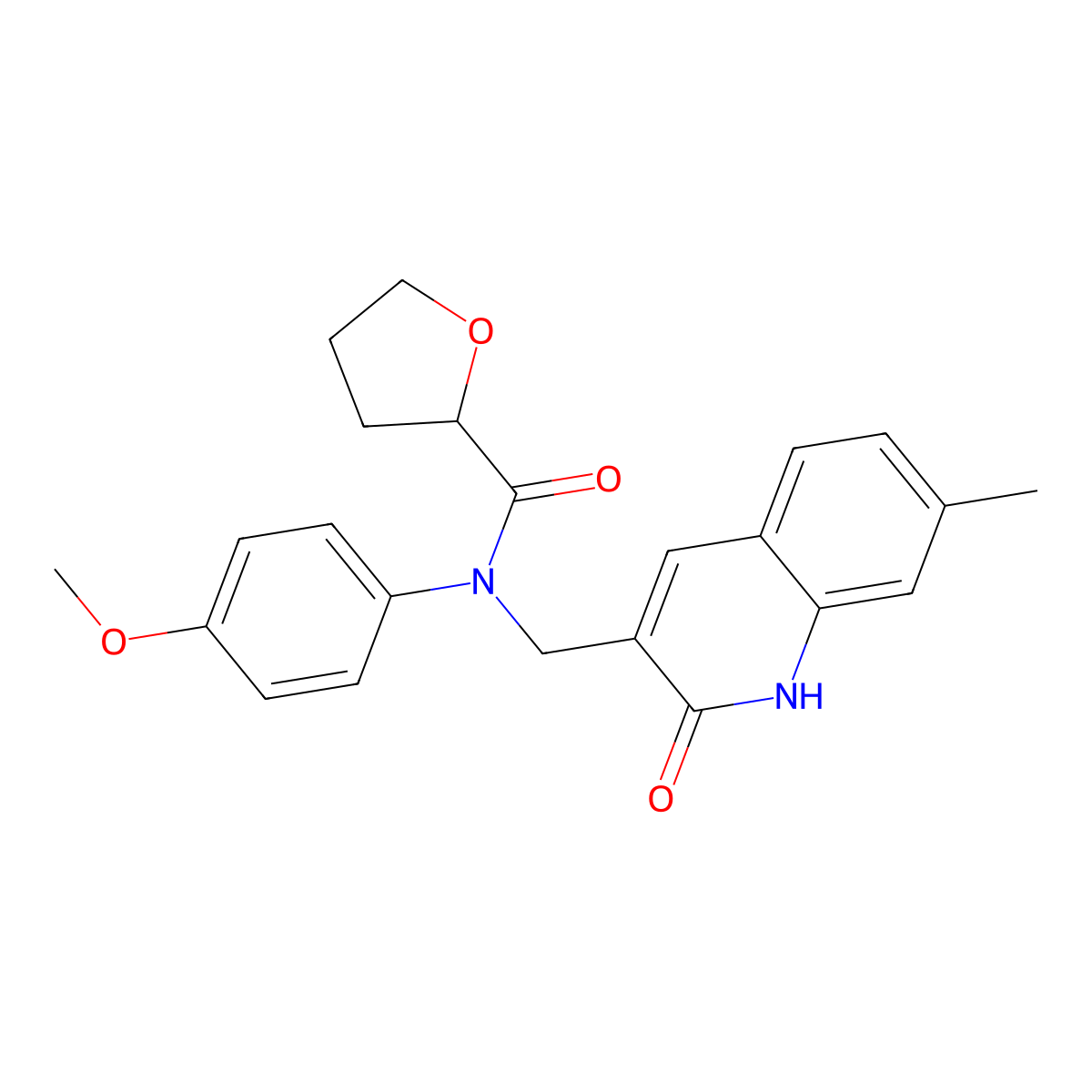 N-(4-methoxyphenyl)-N-[(7-methyl-2-oxo-1H-quinolin-3-yl)methyl]oxolane-2-carboxamide molecular structure, CAS 674815-01-1