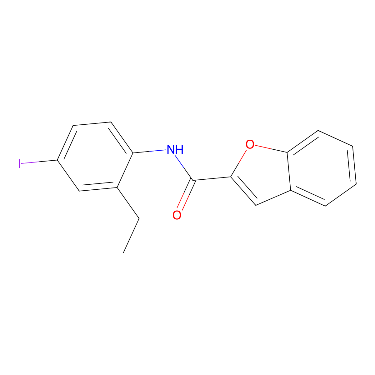 N-(2-ethyl-4-iodophenyl)-1-benzofuran-2-carboxamide molecular structure, CAS 674815-40-8