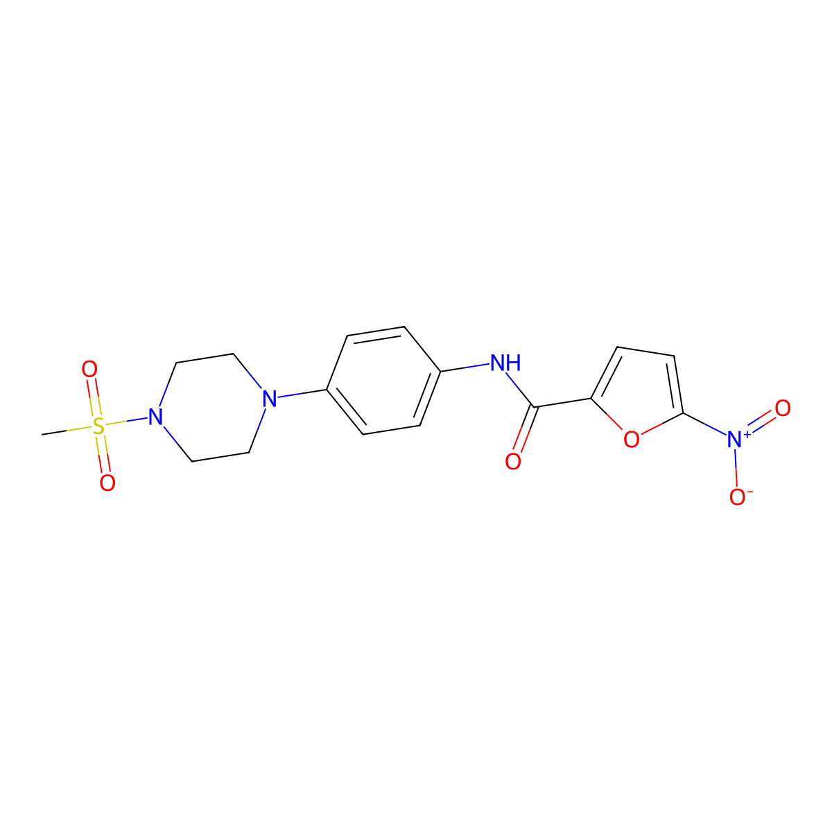 N-[4-(4-methylsulfonylpiperazin-1-yl)phenyl]-5-nitrofuran-2-carboxamide molecular structure, CAS 674816-49-0