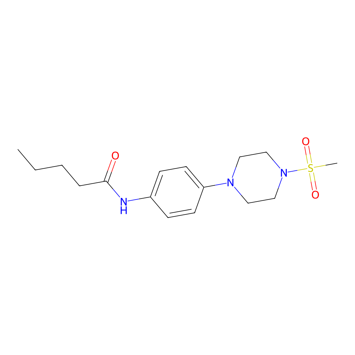 N-[4-(4-methylsulfonylpiperazin-1-yl)phenyl]pentanamide molecular structure, CAS 674816-57-0